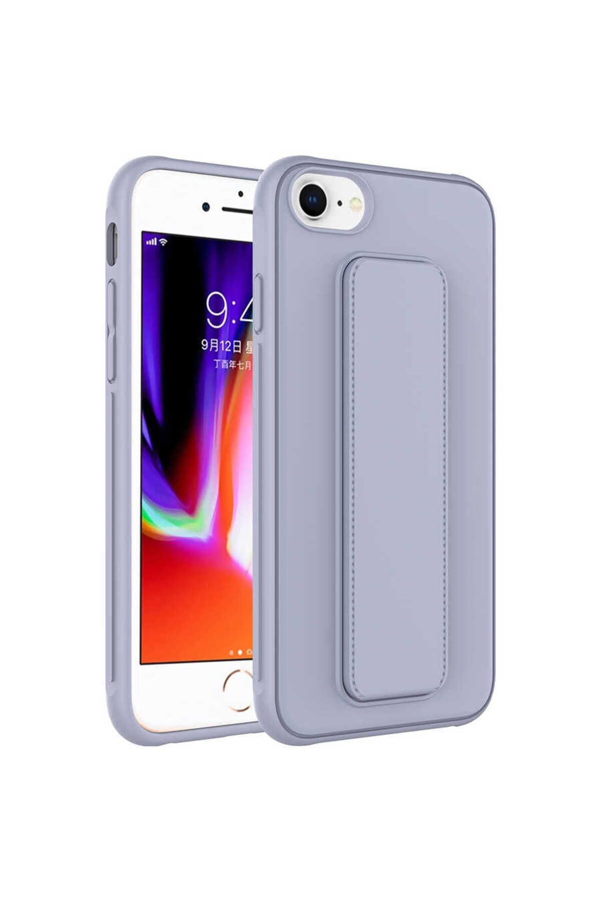 iPhone SE 2022 Uyumlu Zore Qstand Kılıf-Gri