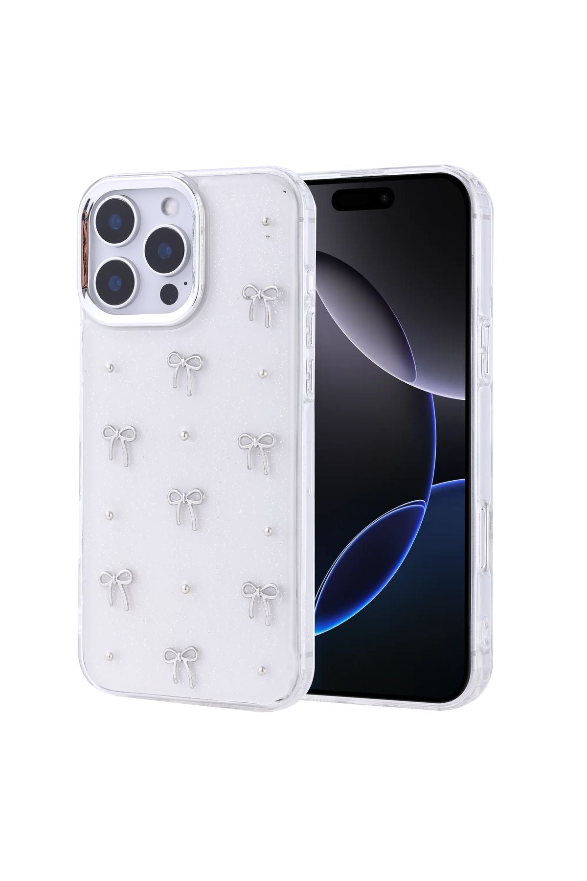 iPhone 16 Pro Max Kılıf Airbag Tasarımlı Simli Şeffaf Zore Kutup Kapak - NO1