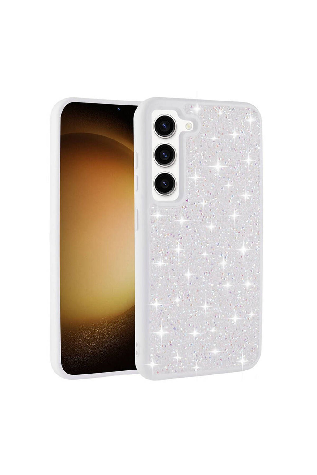 Galaxy S23 Uyumlu Parlak Taşlı Tasarım Pırlanta Zore Kılıf-Gri