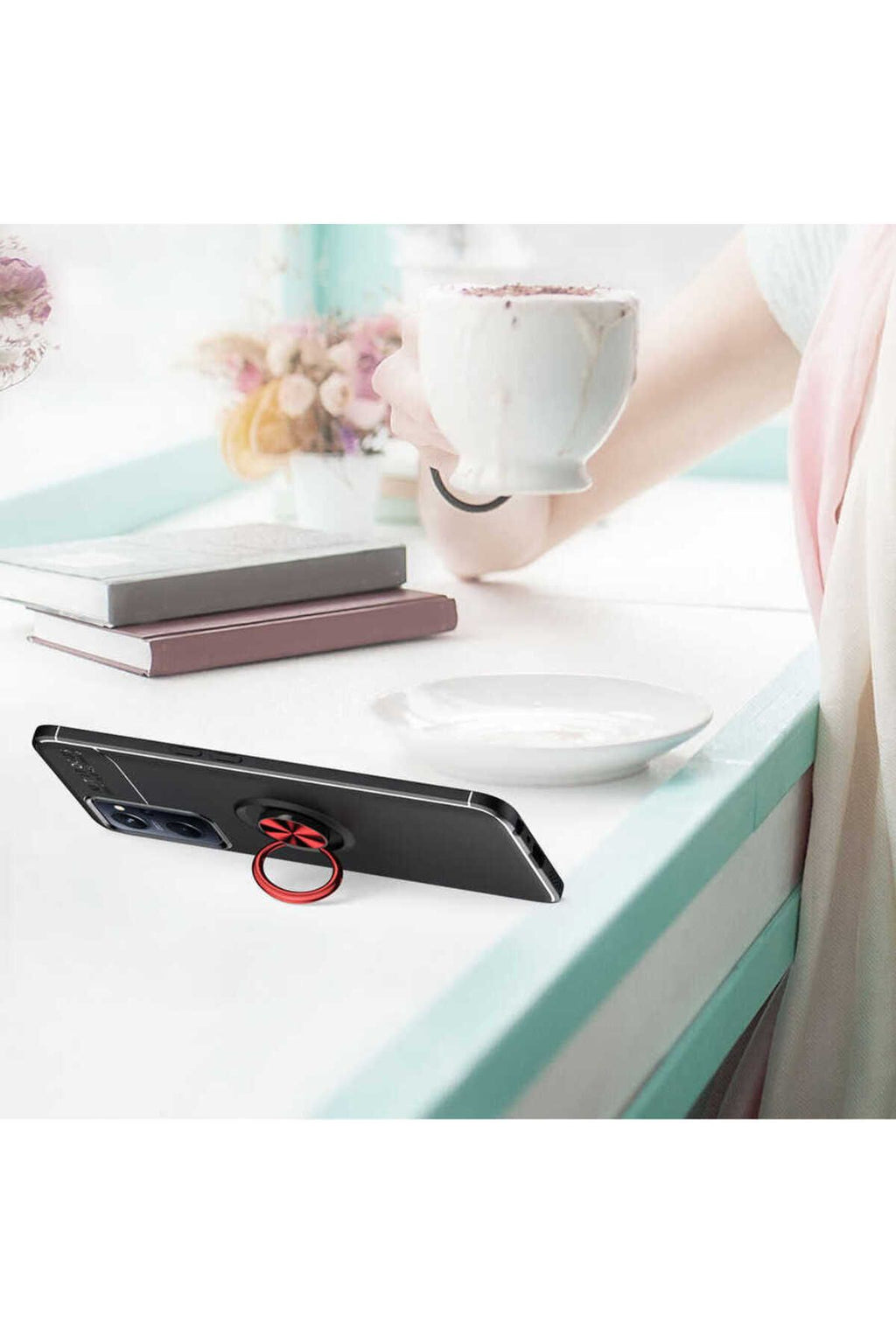 A96 4G Kılıf Zore Ravel Silikon Kapak - Siyah-Rose Gold