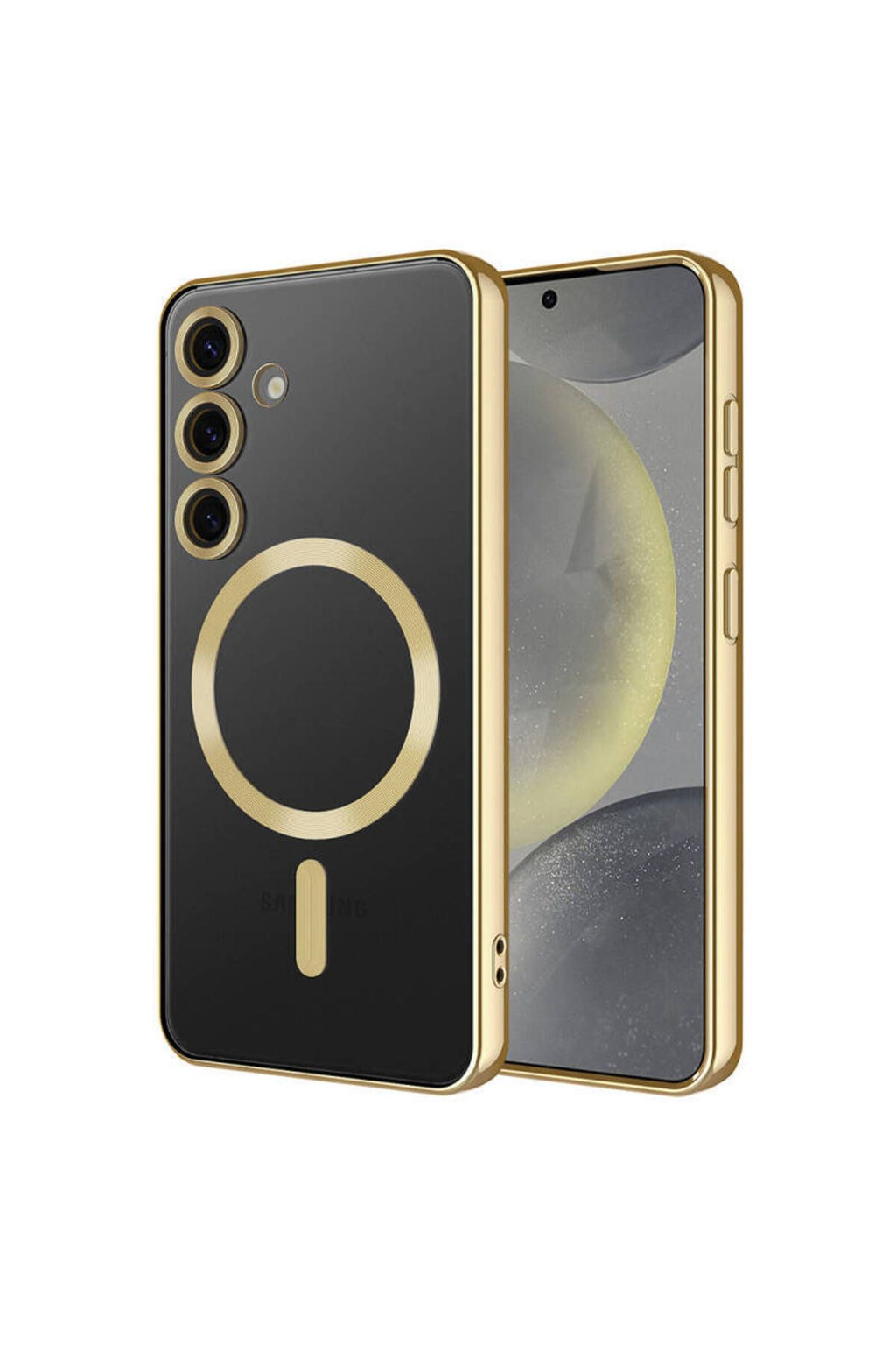 Galaxy S24 Plus Kılıf Kamera Korumalı Magsafe Wireless Şarj Özellikli Zore Demre Kapak - Gold