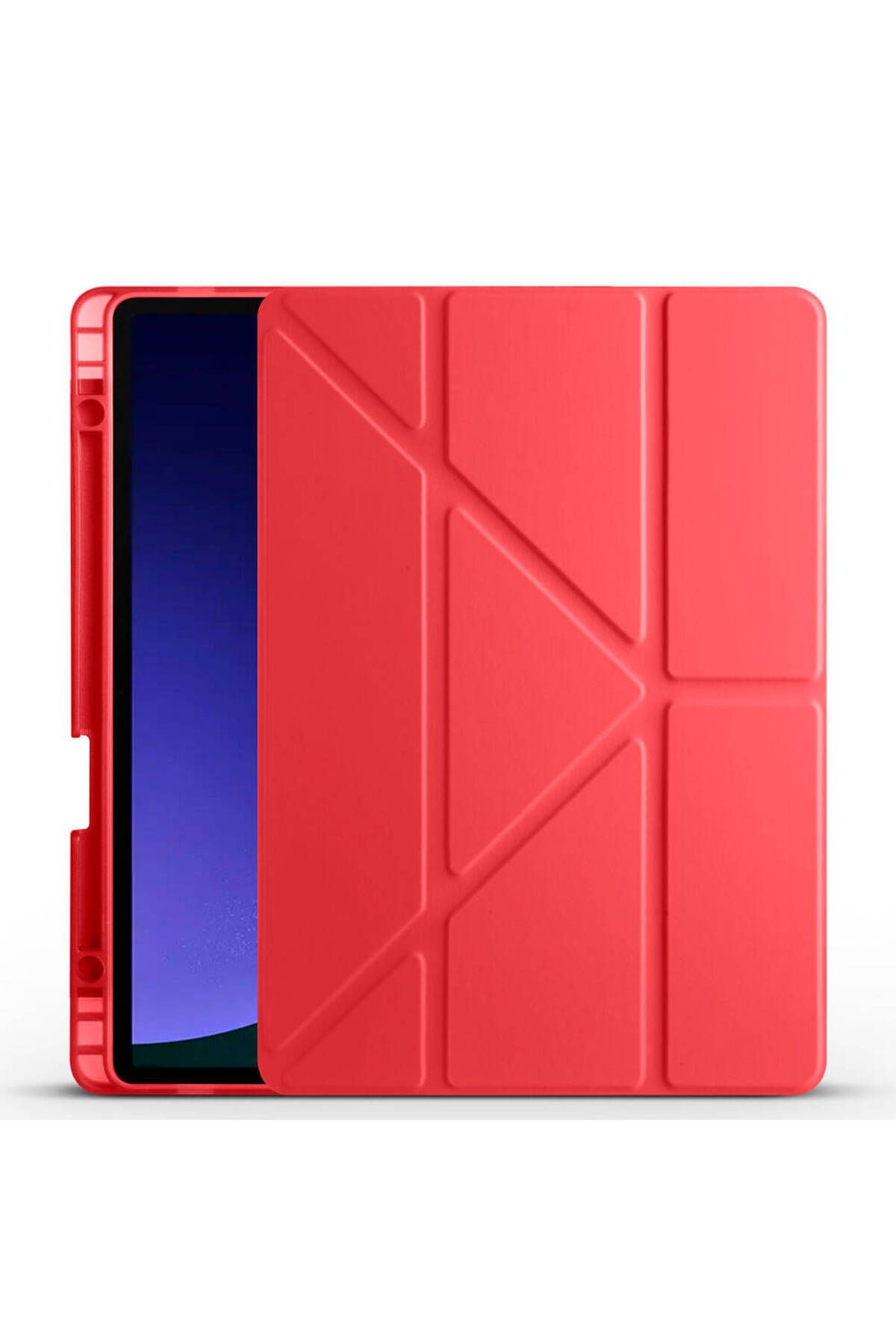 Galaxy Tab S9 FE Kılıf  Uyumlu Zore Tri Folding Kalem Bölmeli Standlı Kılıf-Siyah