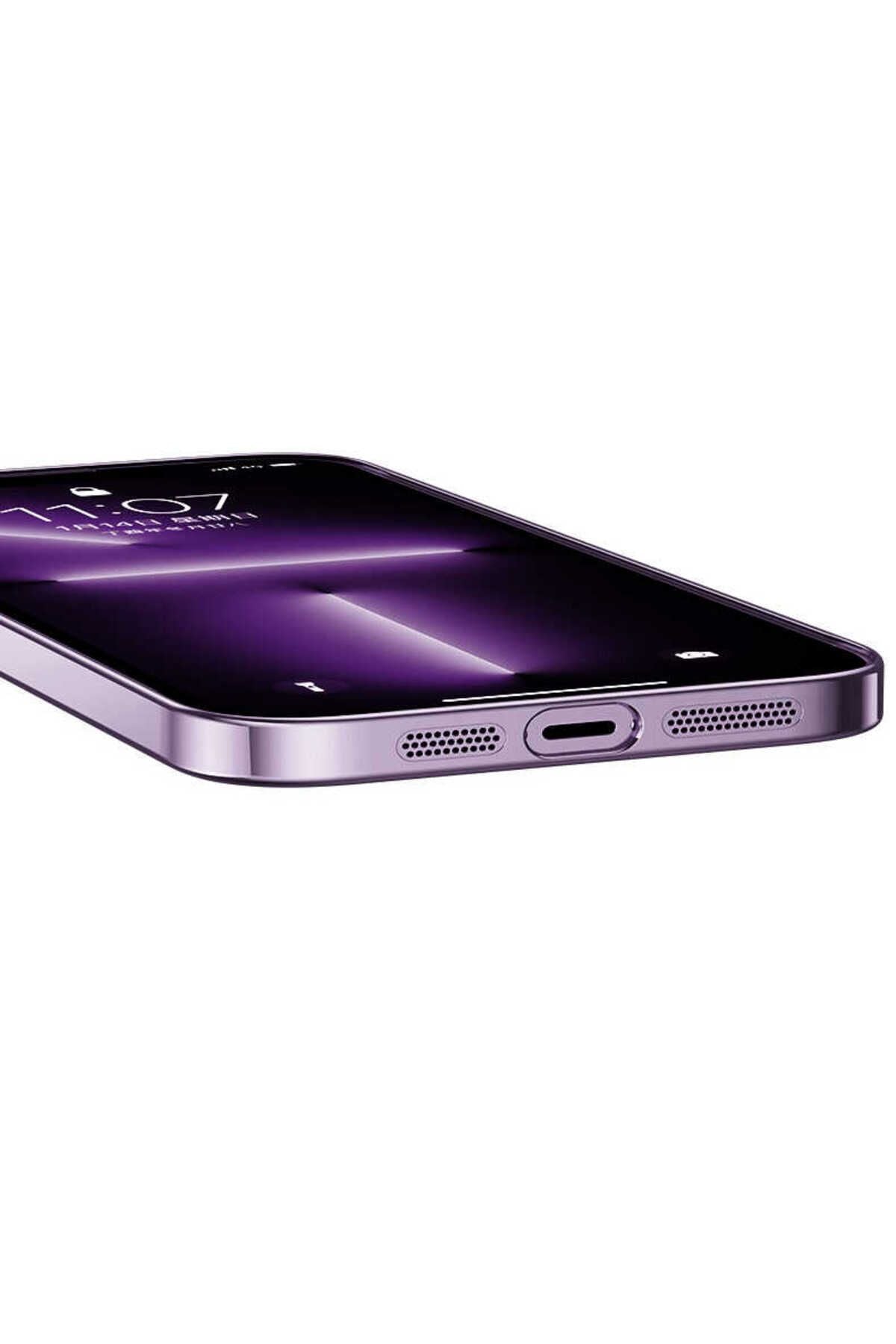 iPhone 14 Pro Uyumlu Sert PC Renkli Çerçeveli Zore Riksos Kılıf-Rose Gold