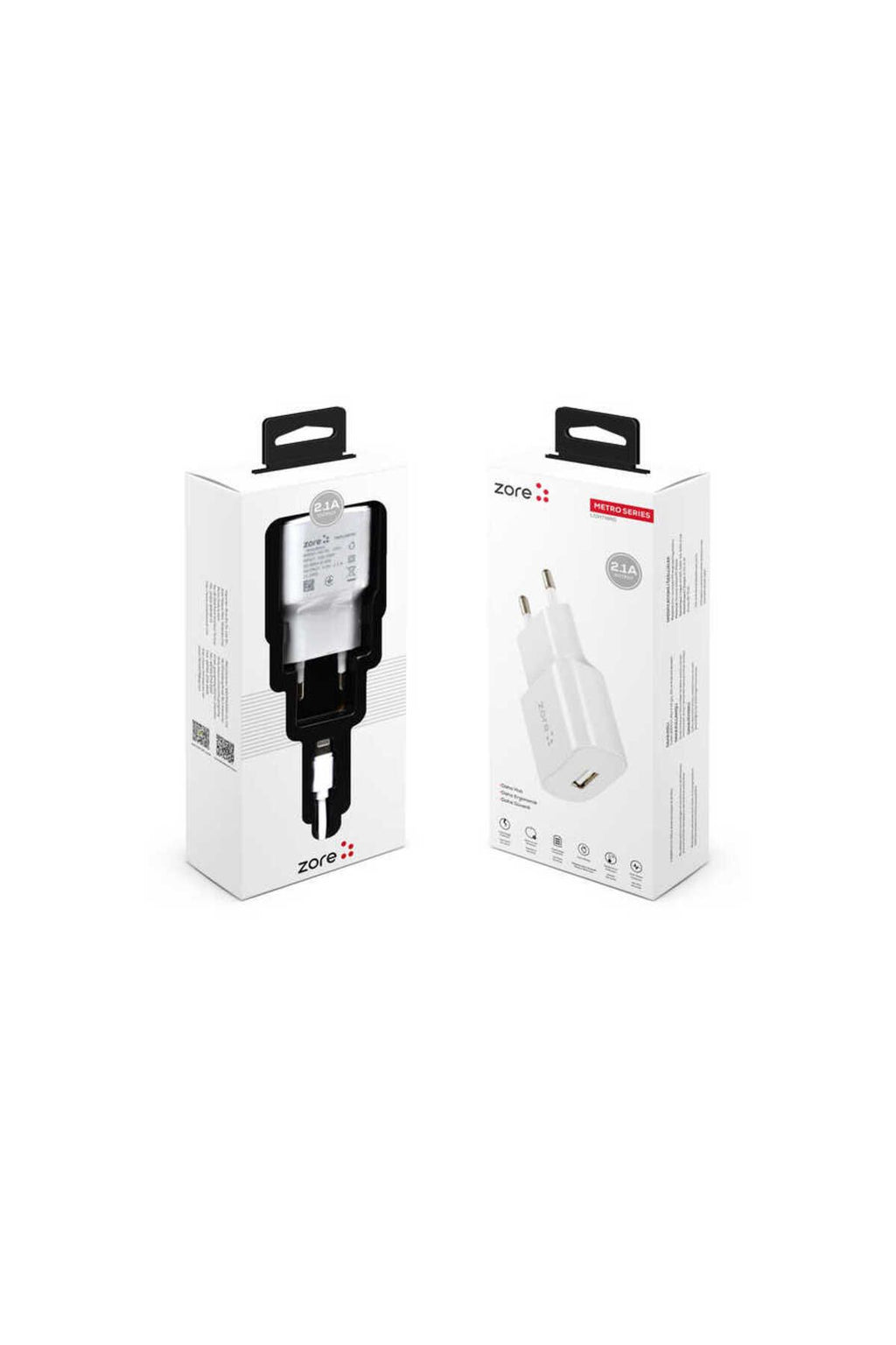 Beyaz Metro Serisi ZR-TC01 Lightning 2 in 1 Şarj Seti-Zore
