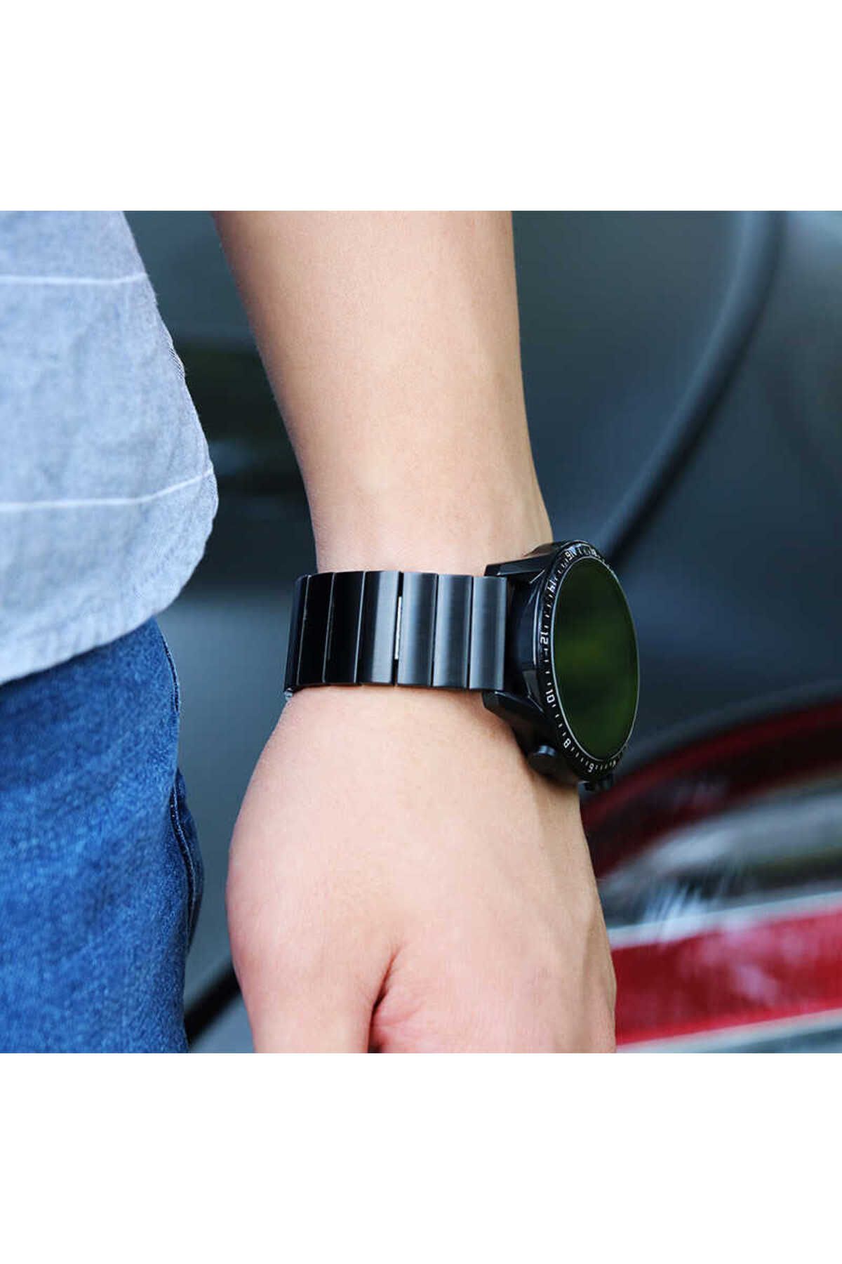 Galaxy Watch 46mm (22mm) Uyumlu KRD-16 Metal Zore Kordon-Siyah