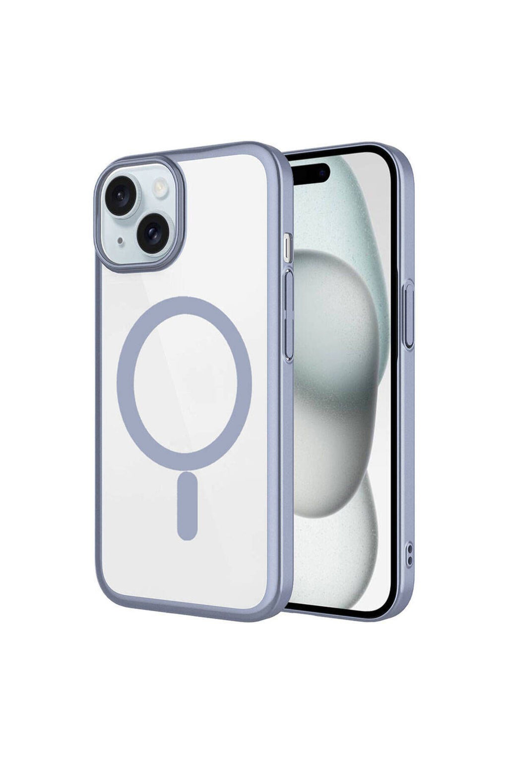 iPhone 15 Plus Uyumlu Wireless Şarj Özellikli Sert PC Zore Mat Riksos Magsafe Kılıf-Gri