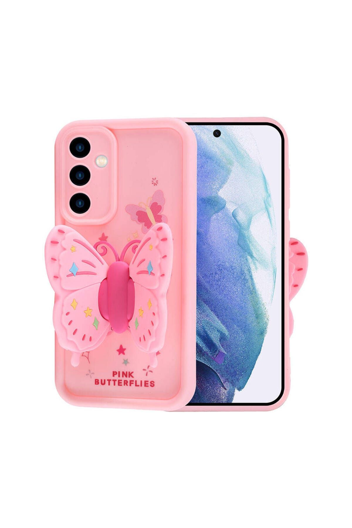 Galaxy A55 Kılıf Kamera Korumalı Figür Tasarımlı Zore Kapya Kapak - Pembe Açık