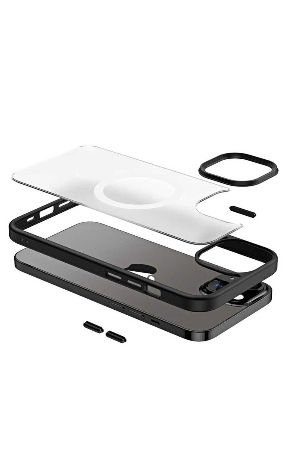 iPhone 14 Uyumlu Wireless Şarj Özellikli Zore Hibrit Magsafe Kılıf-Gri