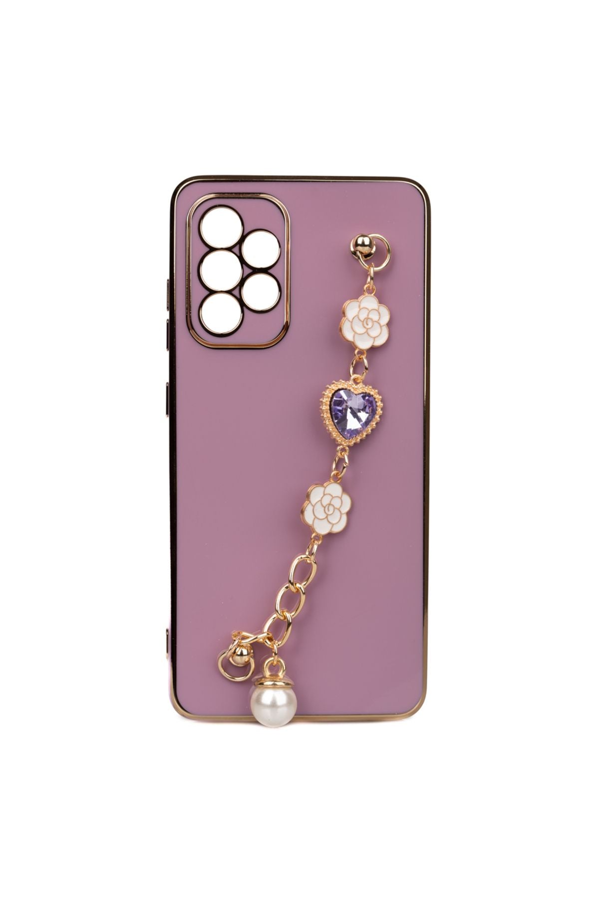 Galaxy A52 Kılıf El Tutamaçlı Kamera Korumalı Zore Taka Silikon Kapak - Mor