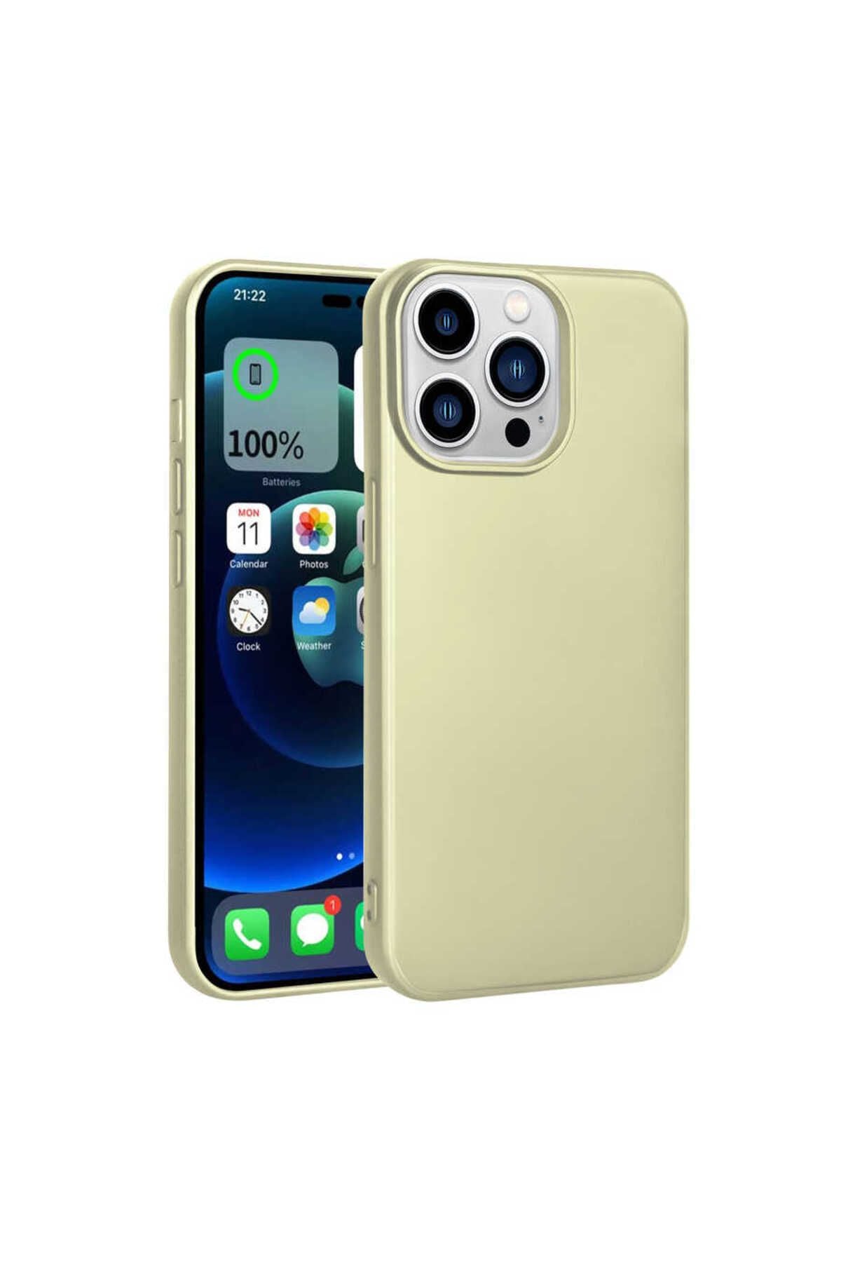 iPhone 14 Pro Uyumlu Zore Premier Silikon Kılıf-Gold