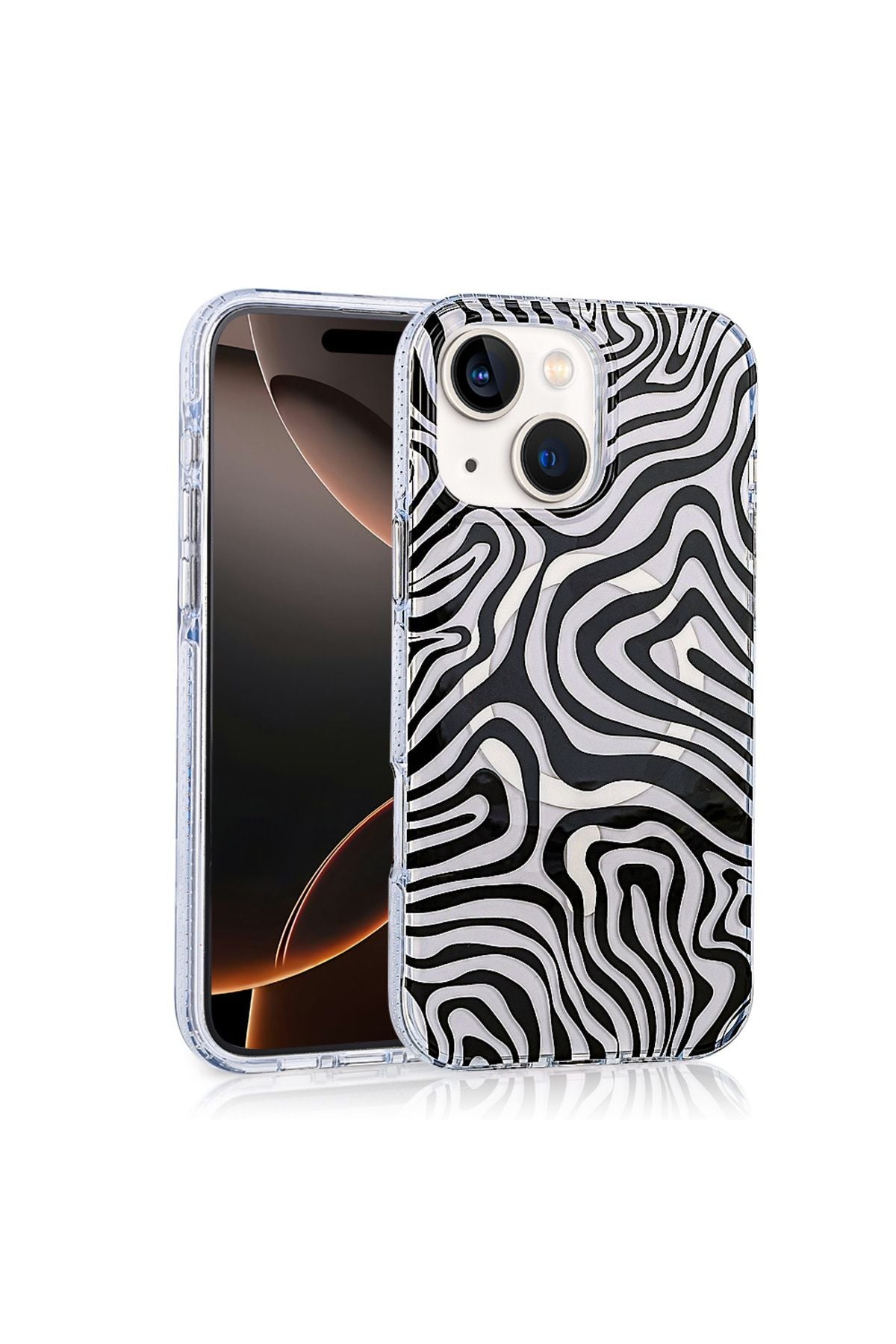 iPhone 15 Uyumlu Kılıf Magsafe Şarj Özellikli Zore Jago Kapak-Siyah-Beyaz