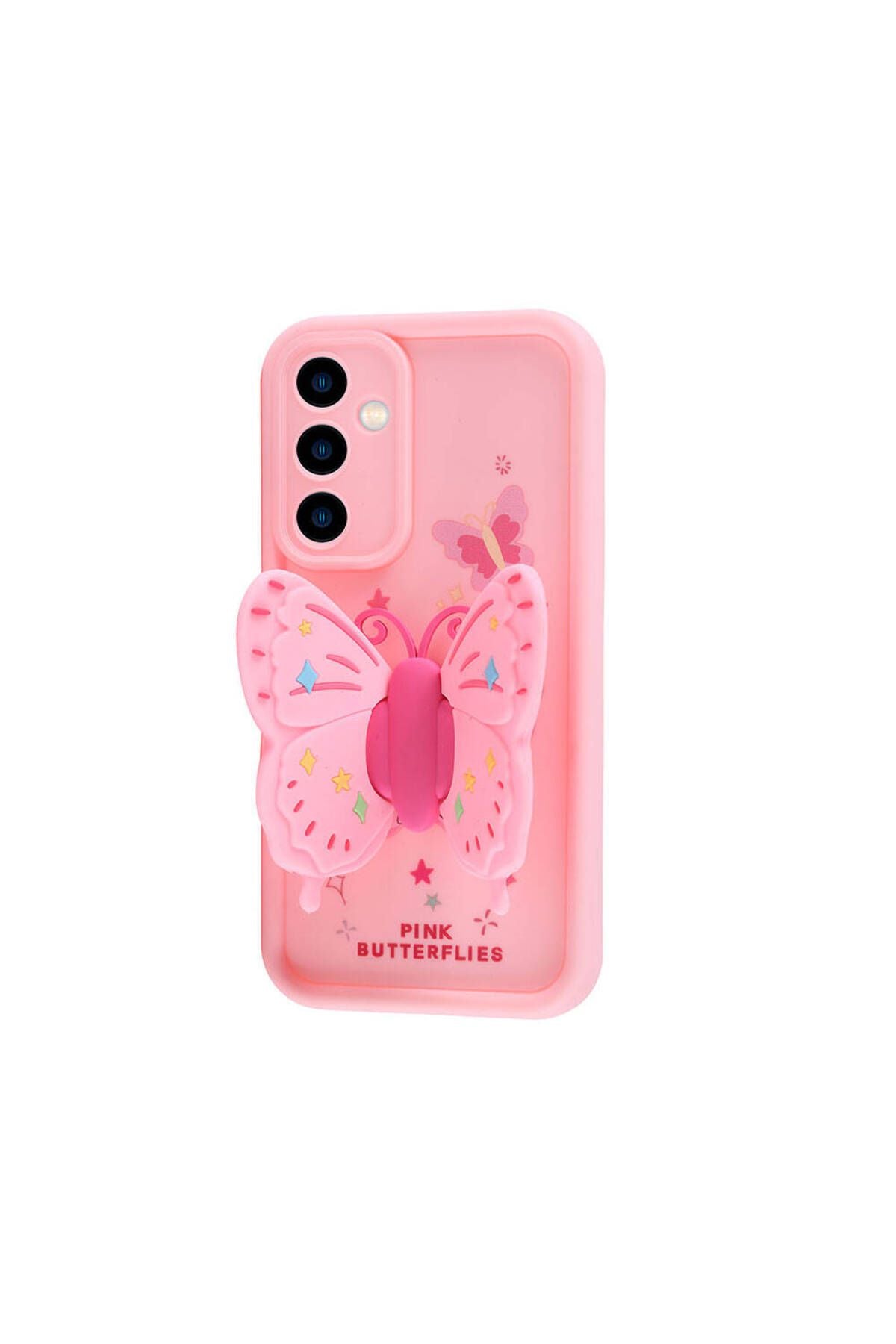 Galaxy A15 Kılıf Kamera Korumalı Figür Tasarımlı Zore Kapya Kapak - Pembe Koyu