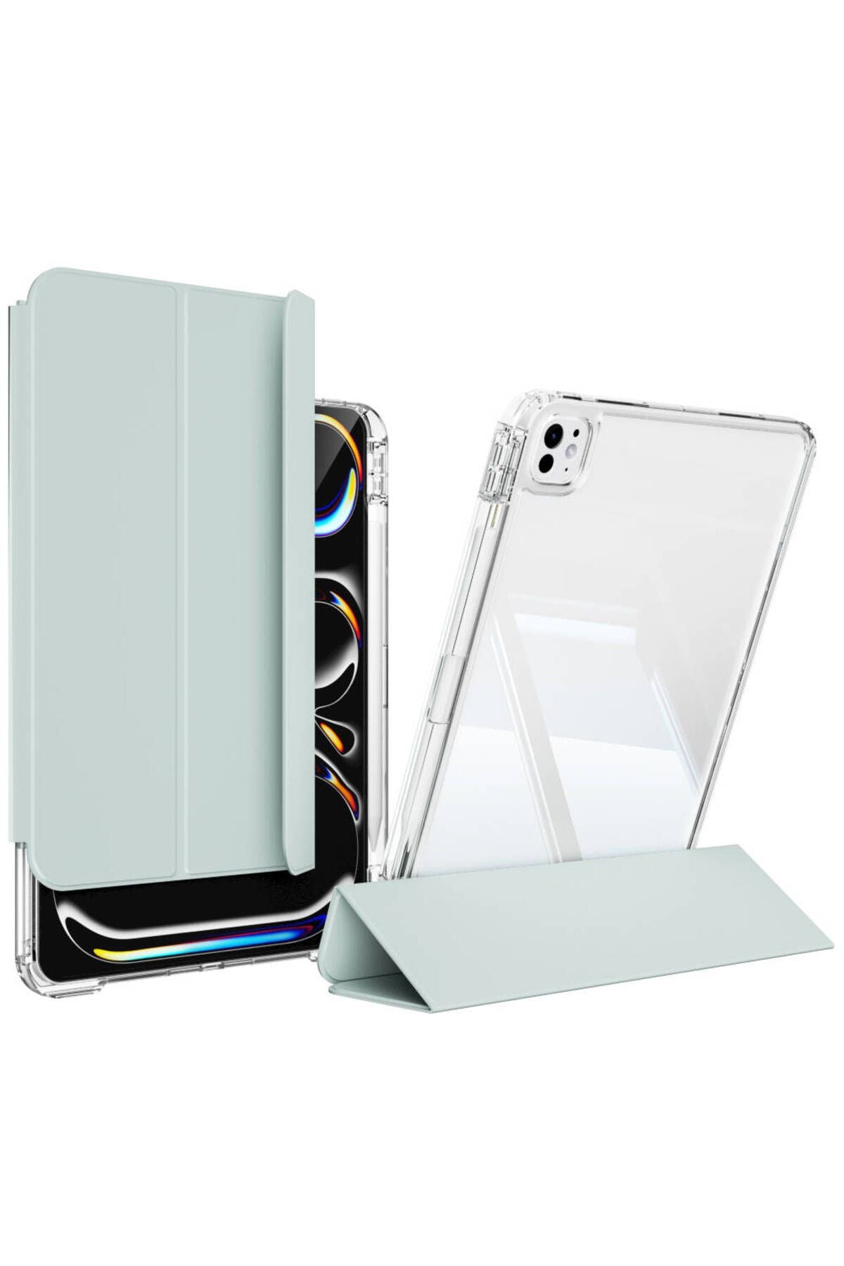 iPad Pro 13 2024 Kılıf Magnetik Ayrılabilen Airbagli Zore Sliding Tablet Kılıfı - Lacivert