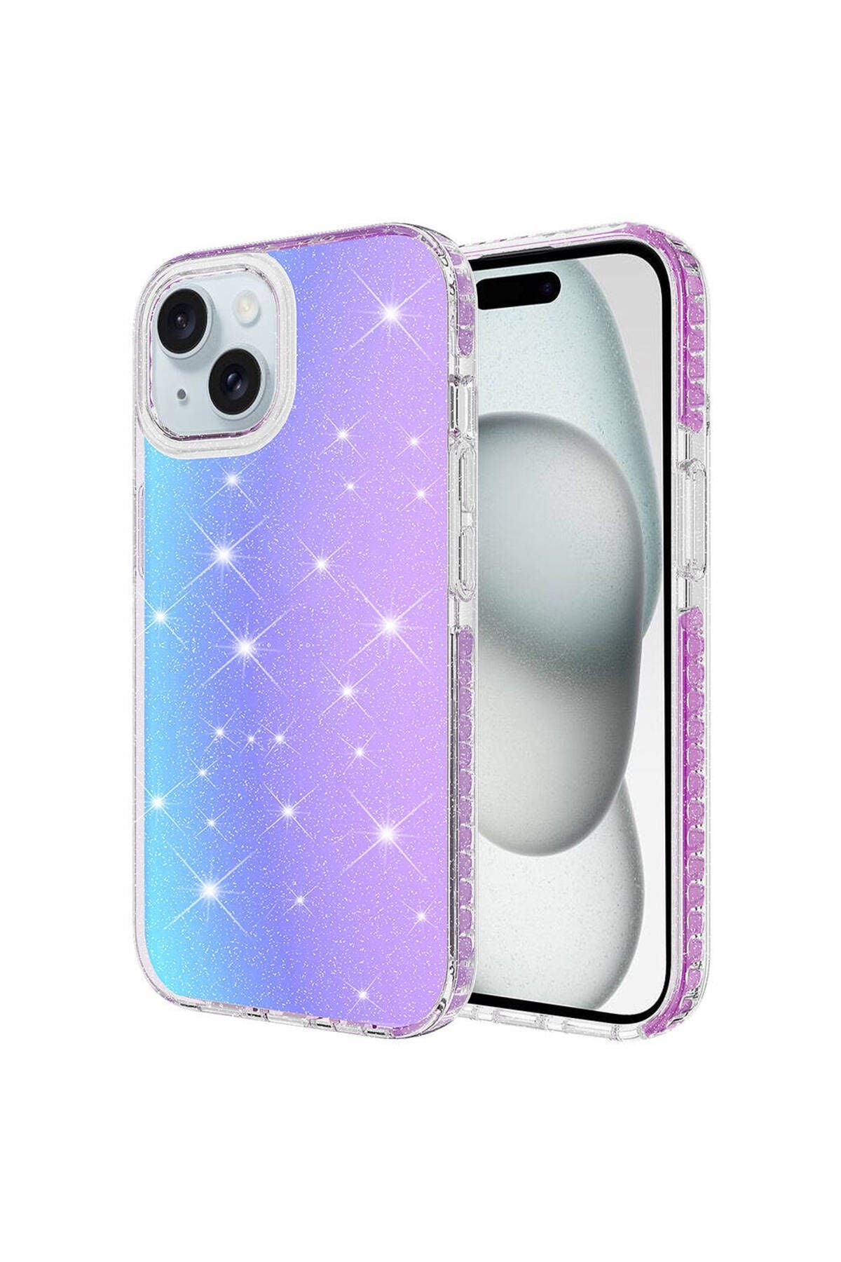 iPhone 15 Plus Uyumlu Parlak Renk Geçişli Zore Velle Kılıf-Mor