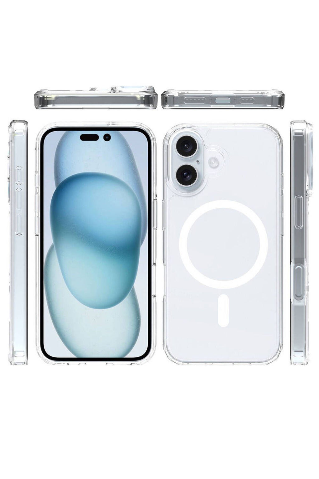 Apple iPhone 16 Plus Kılıf Magsafe Şarj Özellikli Şeffaf Sert PC Zore Embos Kapak-Şeffaf