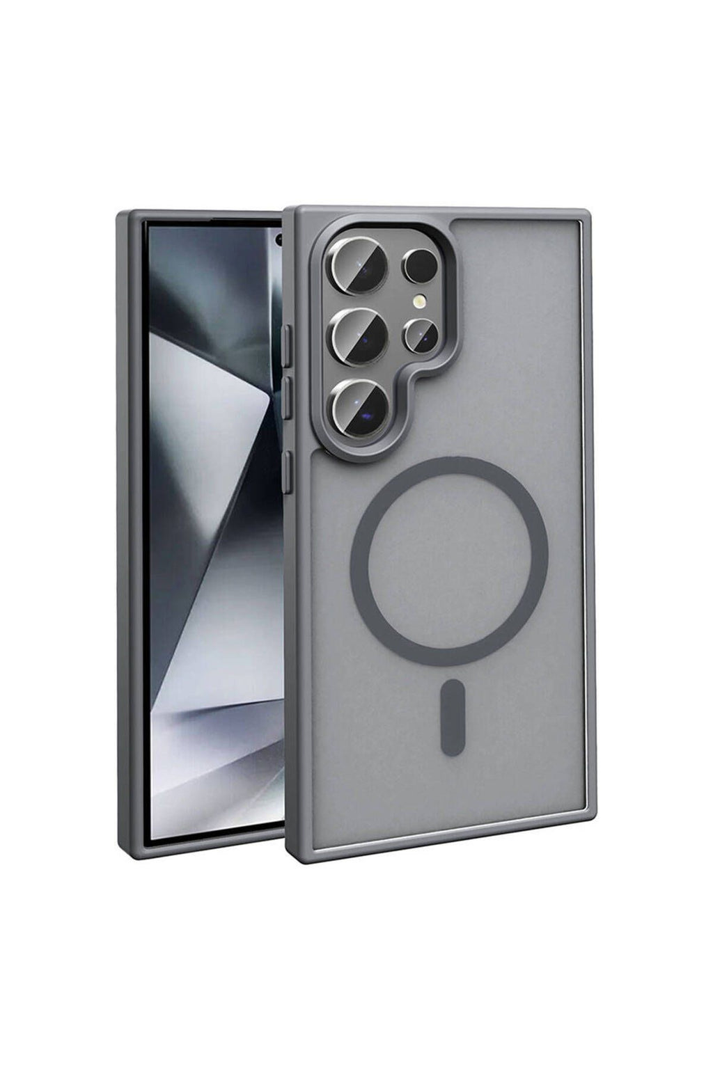 Galaxy S23 Ultra Kılıf Magsafe Şarj Özellikli Mat Arka Yüzey Zore Sio Kapak-Gri