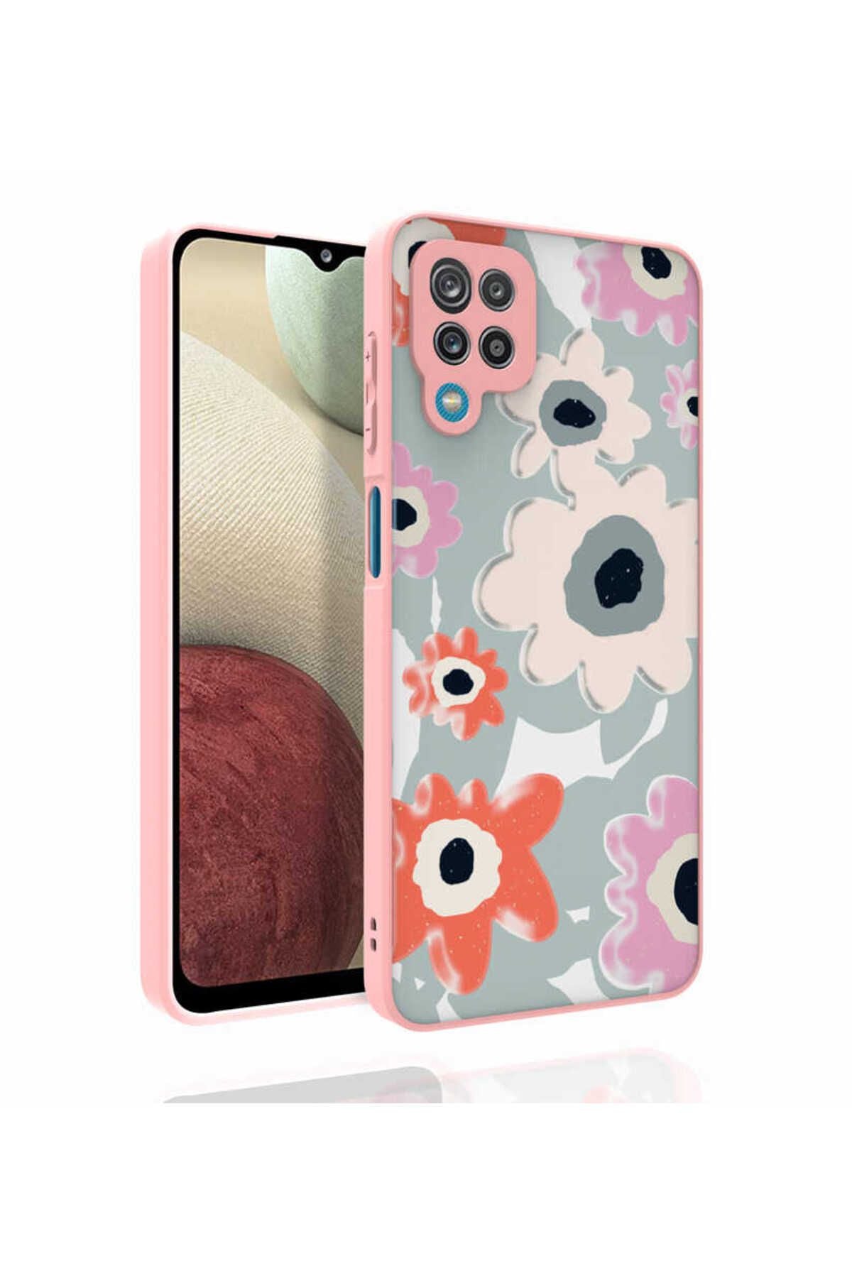 Galaxy A12 Kılıf Desenli Kamera Korumalı Parlak Zore Nora Kapak - NO2