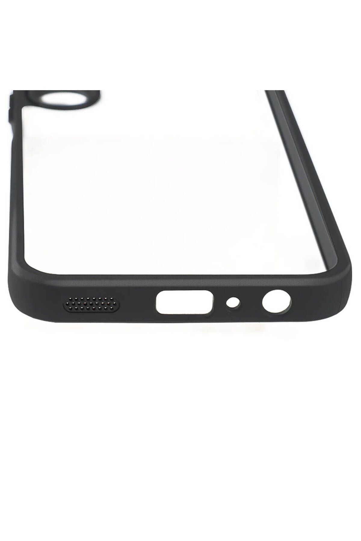 Galaxy A25 Kılıf Kamera Korumalı Şeffaf Arka Yüzey Zore New Roll Kapak - Siyah