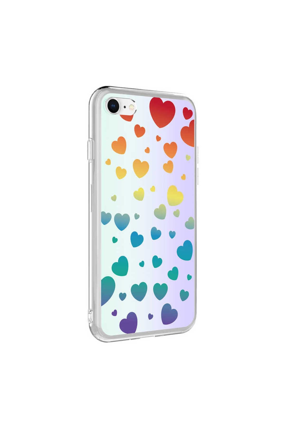 iPhone SE 2020 Kılıf Zore M-Blue Desenli Kapak - Heart No3