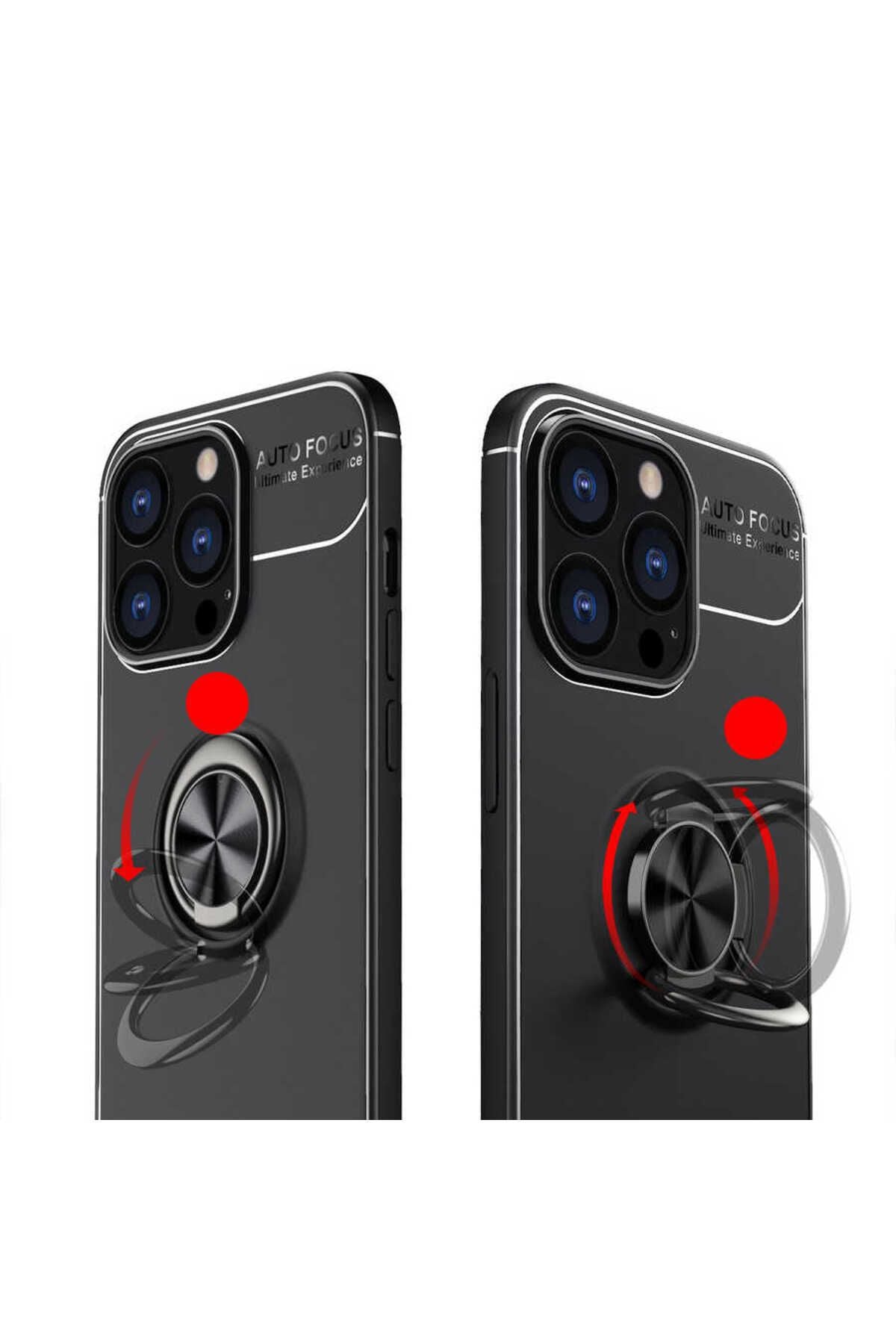 iPhone 14 Pro Uyumlu Zore Ravel Silikon Kılıf-Siyah-Kırmızı