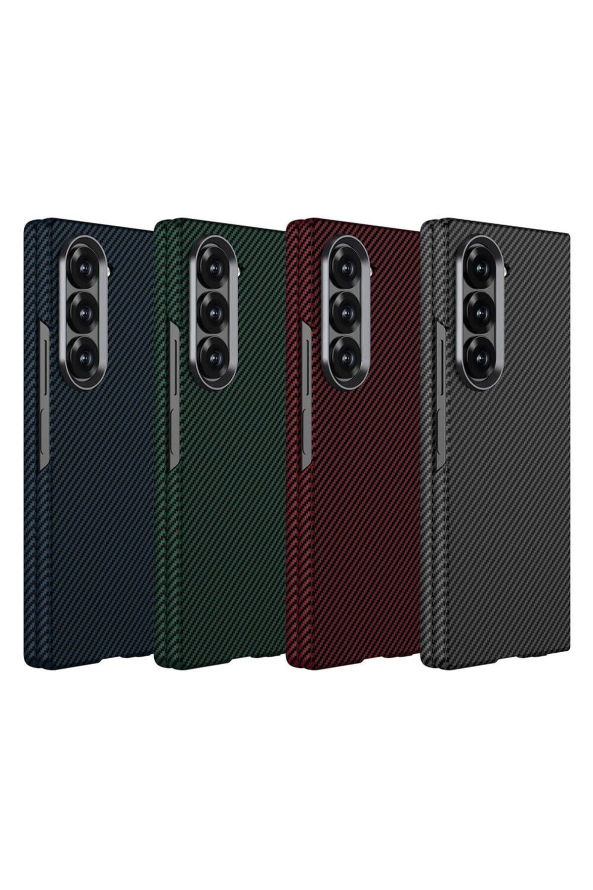 Galaxy Z Fold 6 Uyumlu Kamera Korumalı Karbon Fiber Tasarımlı Arka Yüzey Zore Kıpta Karbon Kapak