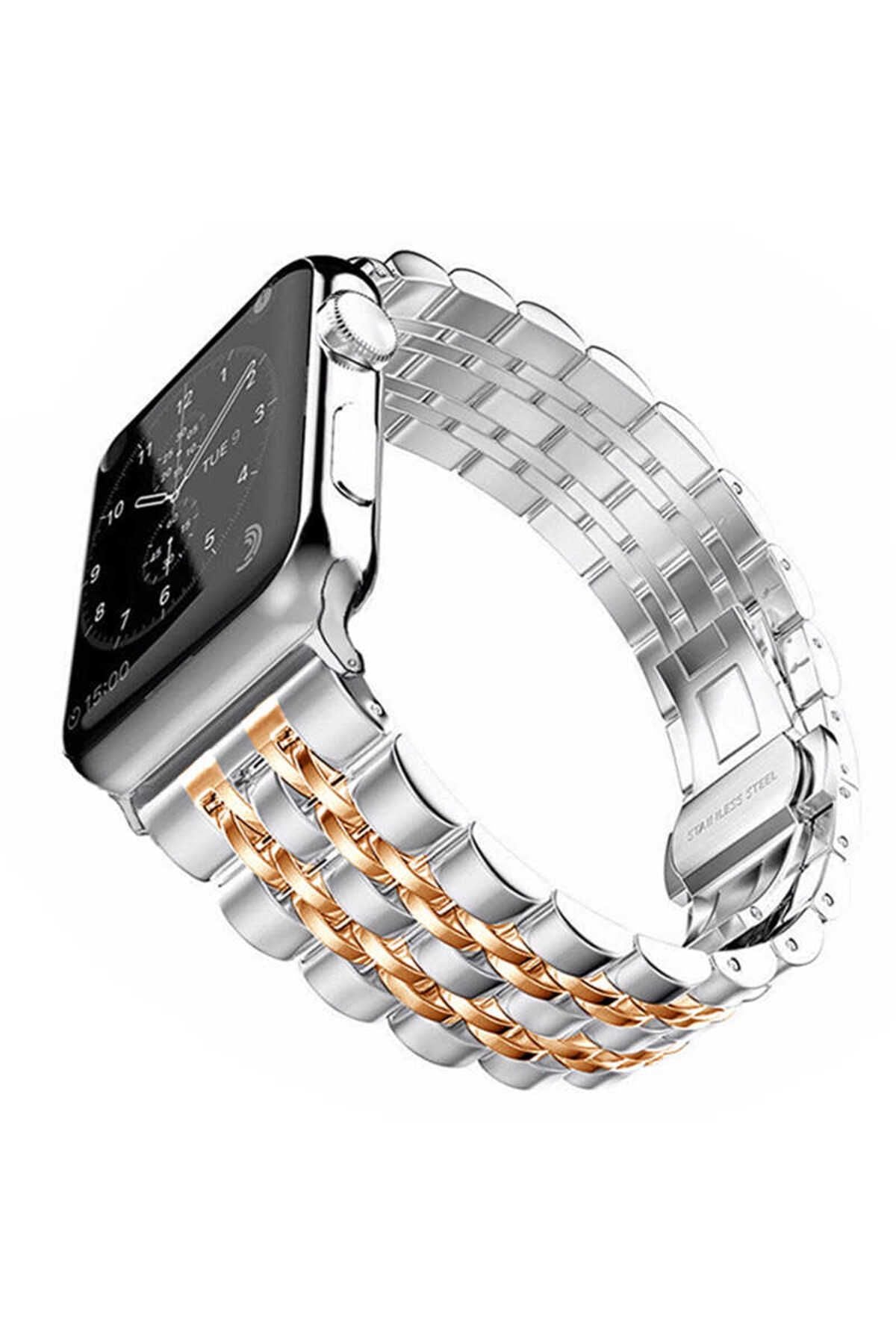 Watch Ultra 49mm Kordon Uyumlu KRD-14 Metal Strap Kayış CLO- Gümüş