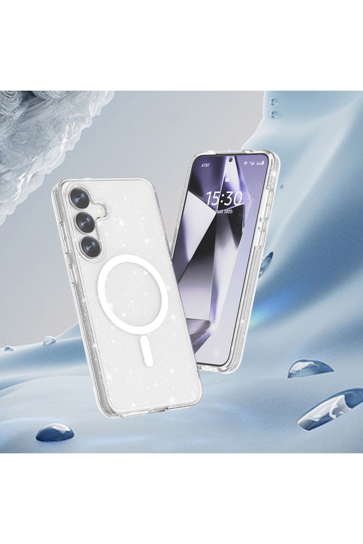Galaxy S25 Kılıf Magsafe Şarj Özellikli Parlayan Simli Saydam Renkli Zore Allstar Kapak - Şeffaf