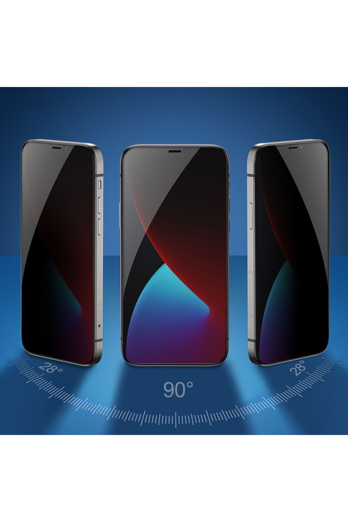 iPhone 14 Pro Uyumlu Zore Kolay Uygulama Aparatlı 5D Magic Privacy Glass Hayalet Cam Ekran Koruyucu