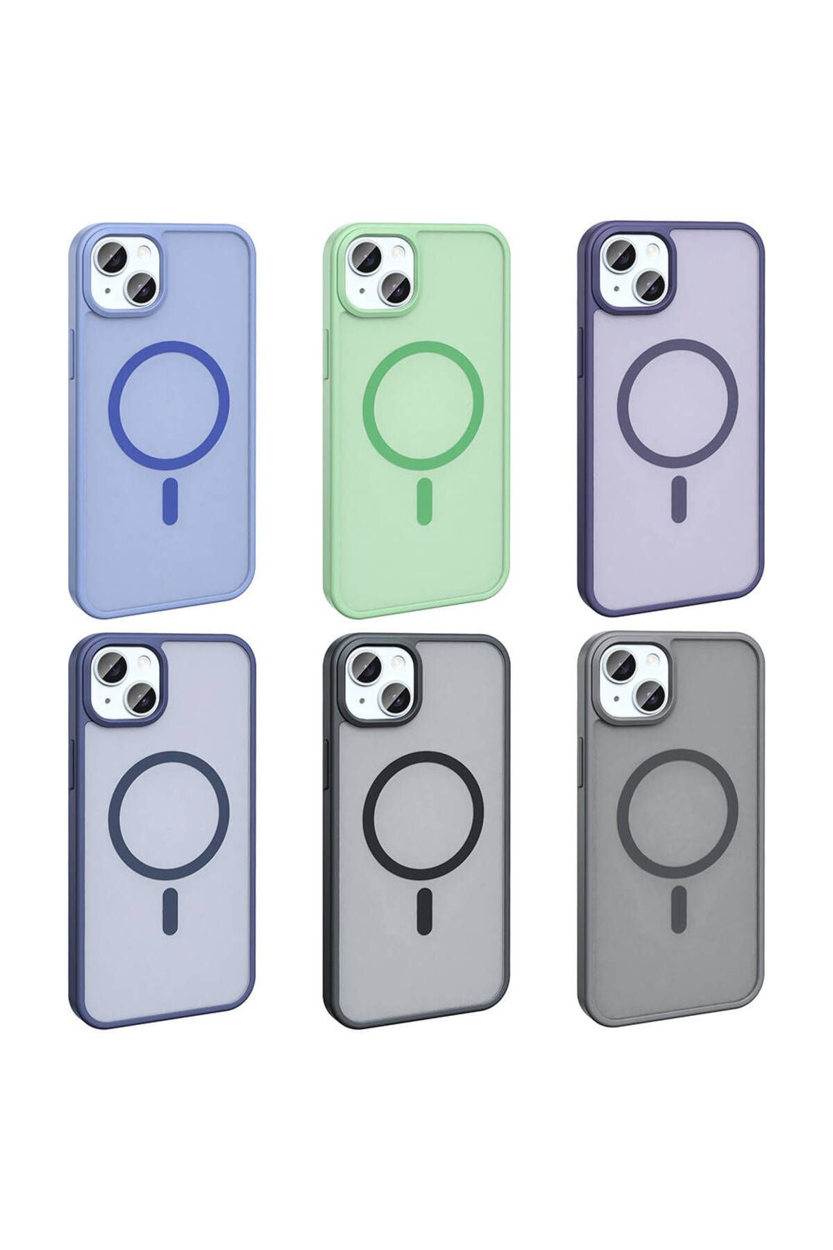 iPhone 15 Kılıf Magsafe Şarj Özellikli Mat Arka Yüzey Zore Sio Kapak-Lacivert