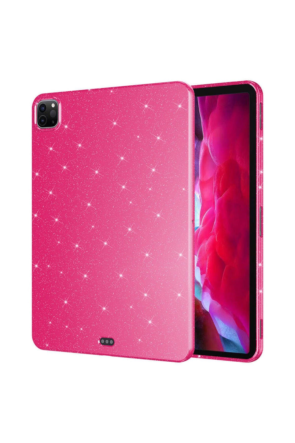 iPad Pro 11 2020 (2.Nesil) Simli Parlak Görünümlü Uyumlu Zore Tablet Koton Kılıf-Pembe Koyu
