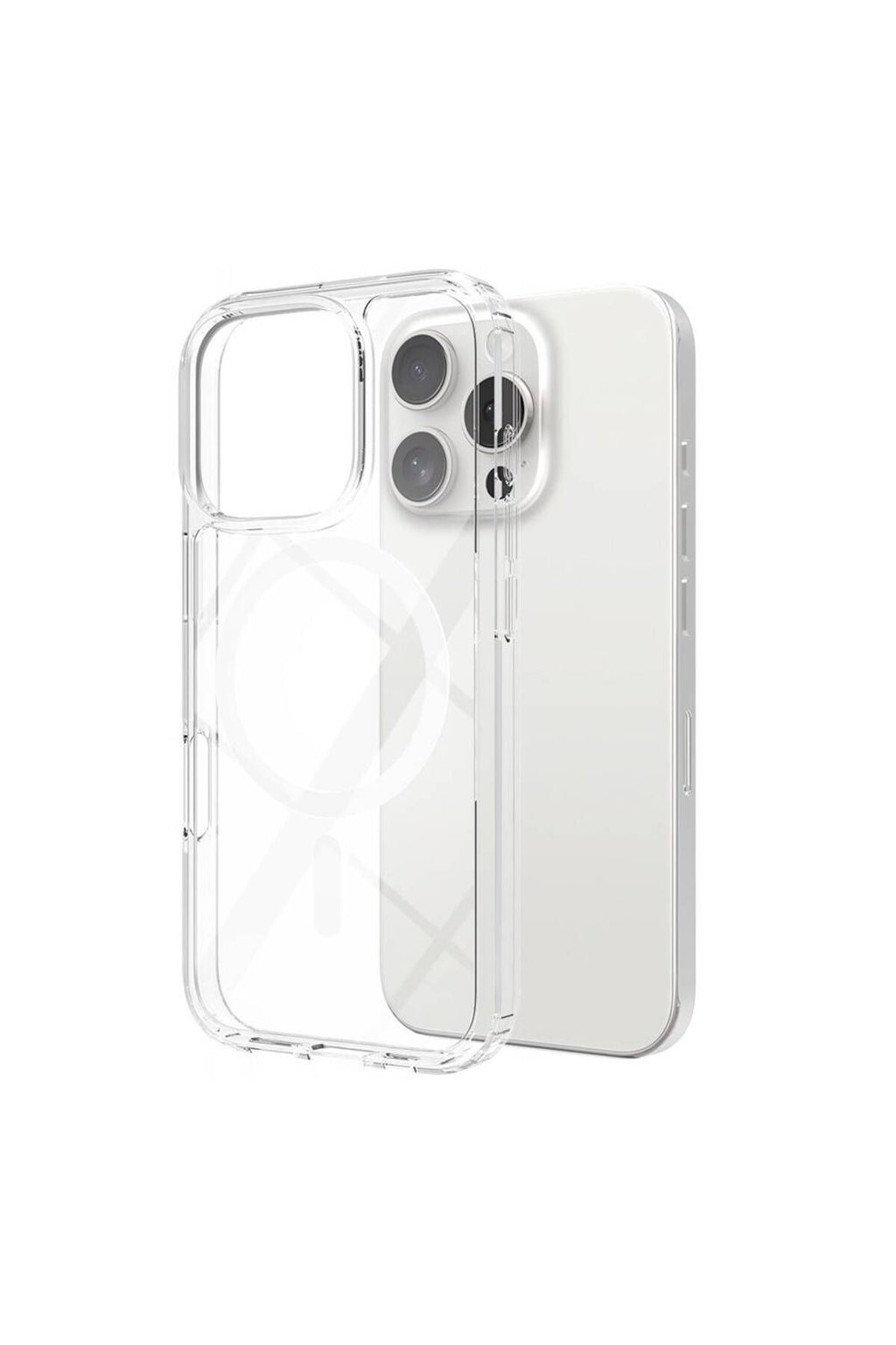 Apple iPhone 16 Pro Max Kılıf Magsafe Şarj Özellikli Şeffaf Sert PC Zore Embos Kapak-Şeffaf
