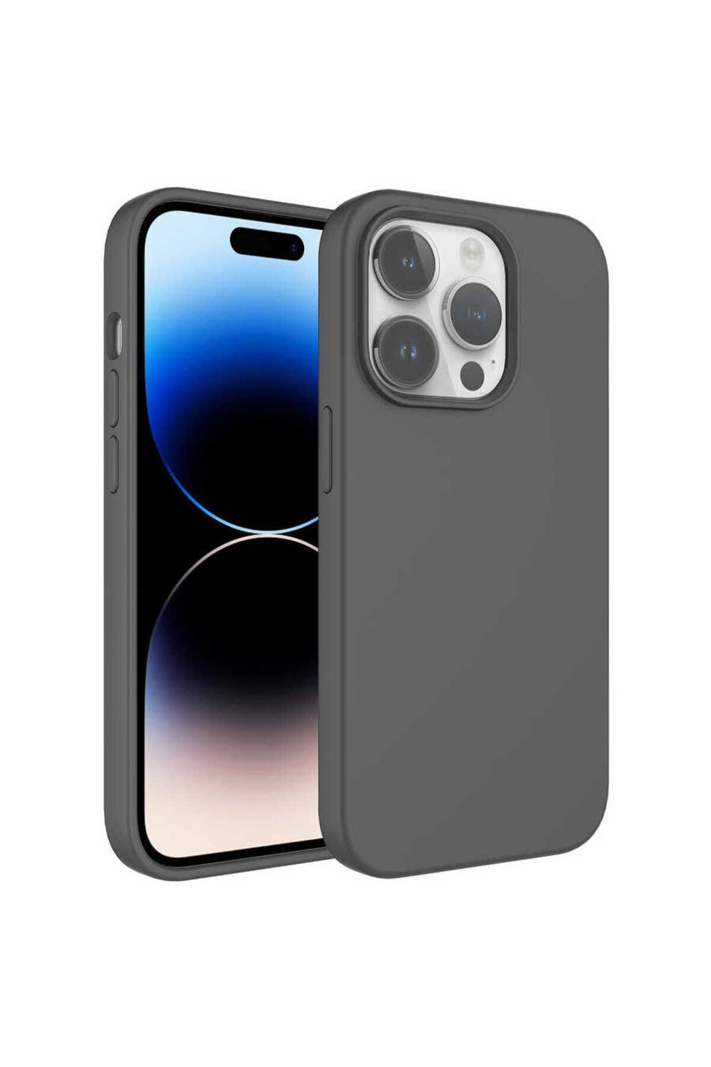 iPhone 14 Pro Uyumlu Sıvı Teknolojili Silinebilir Sert Zore Kivi Kılıf-Gri