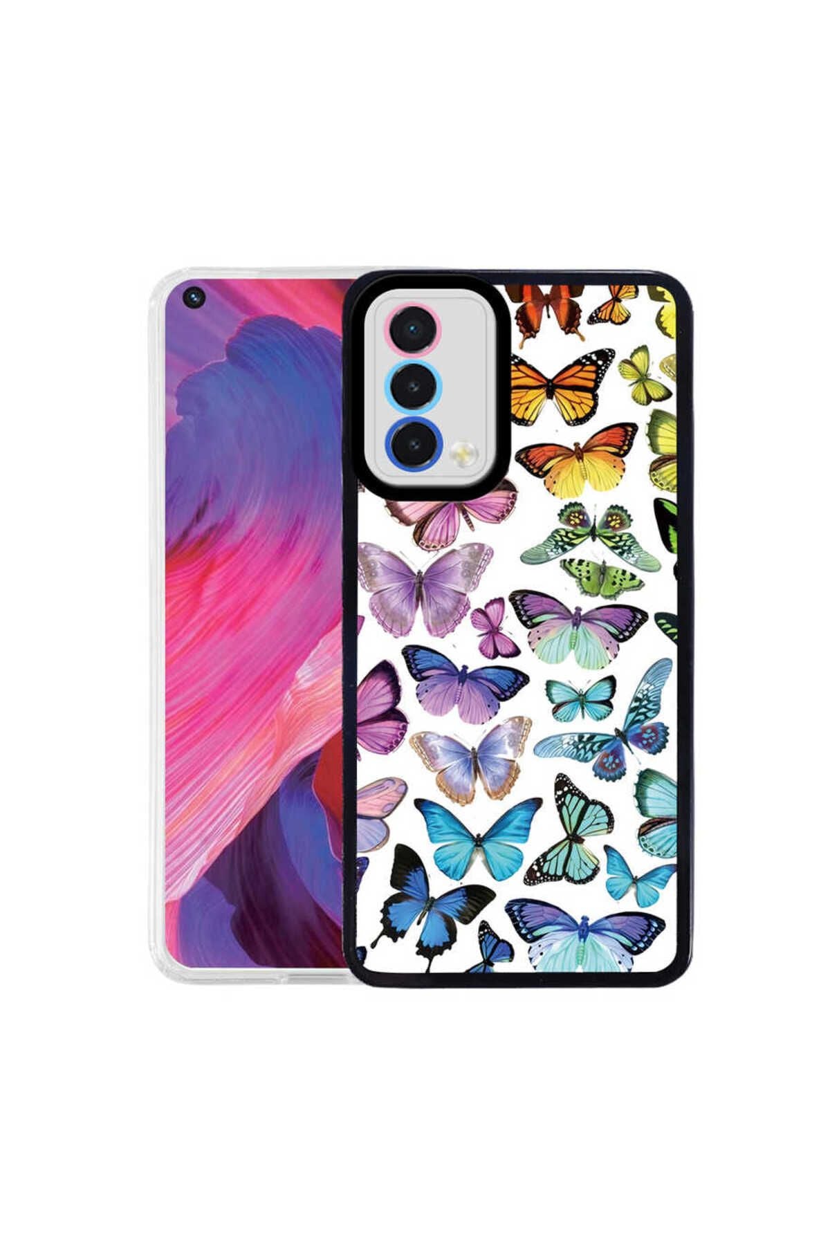 A74 4G Kılıf Zore M-Fit Desenli Kapak - Butterfly No3