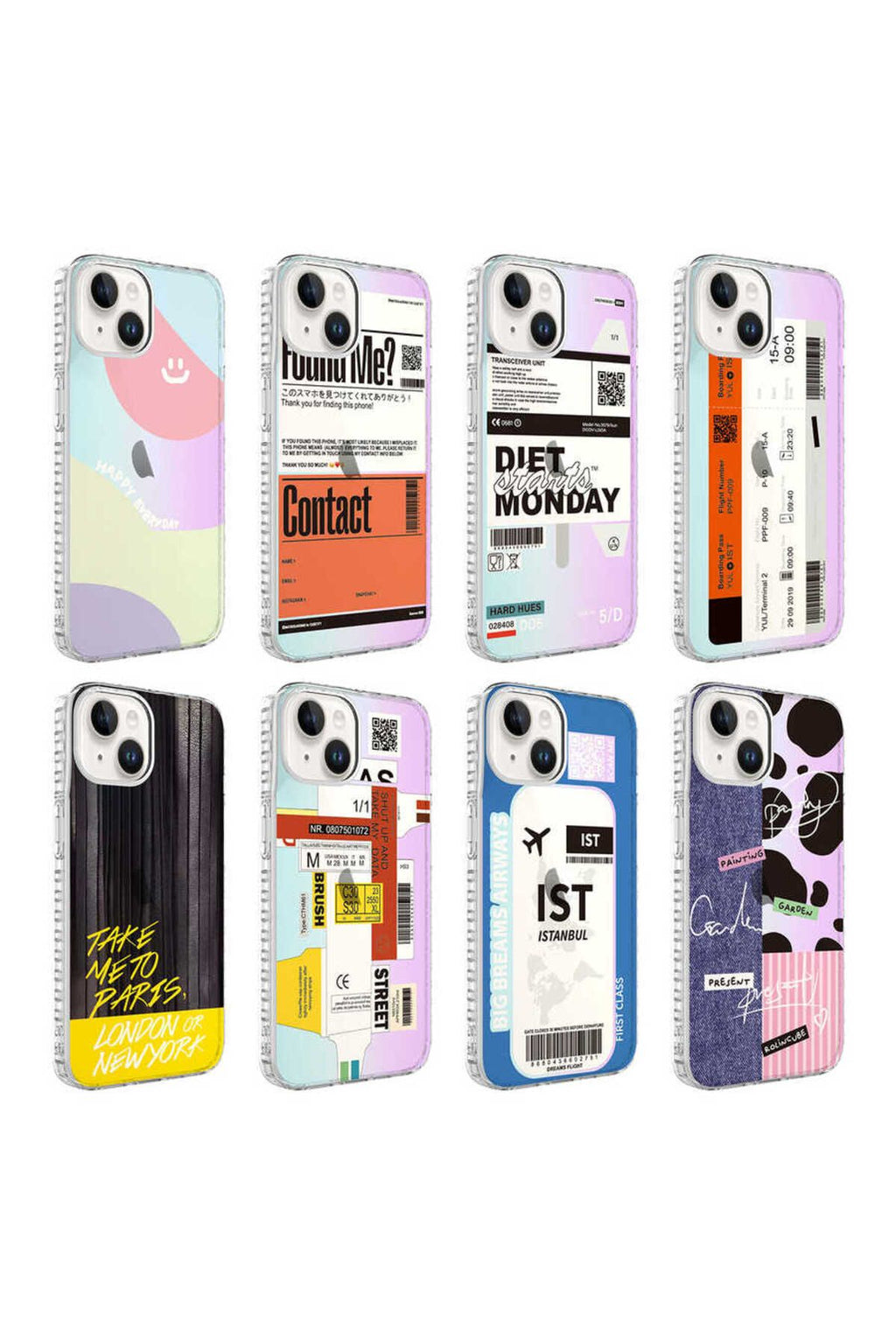 iPhone 14 Uyumlu AiHTTg Kenarlı Renkli Desenli Silikon Zore Elegans Kılıf-NO8