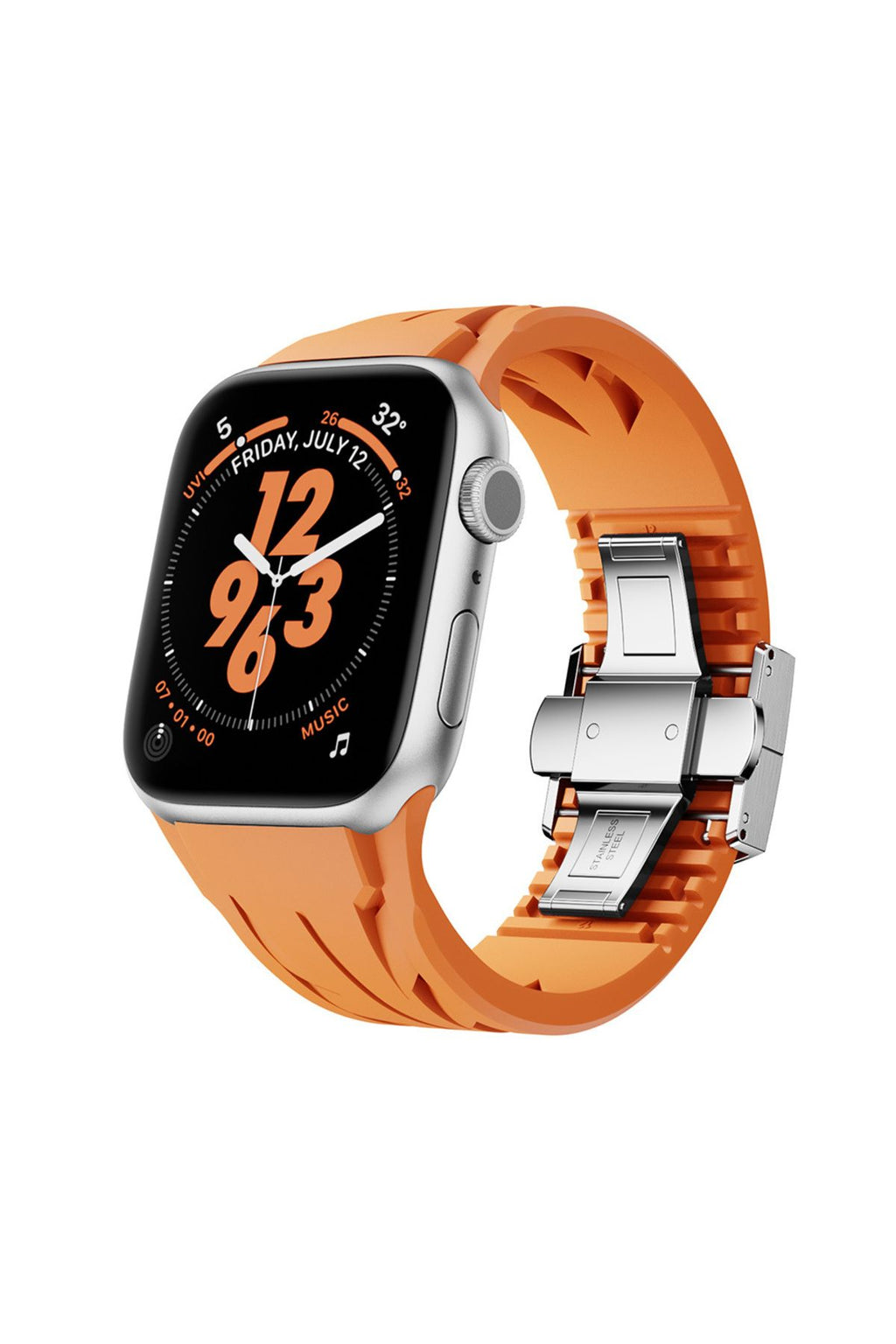 Apple Watch 44mm KRD-127 Metal Tokalı Silikon Kordon-Kırmızı