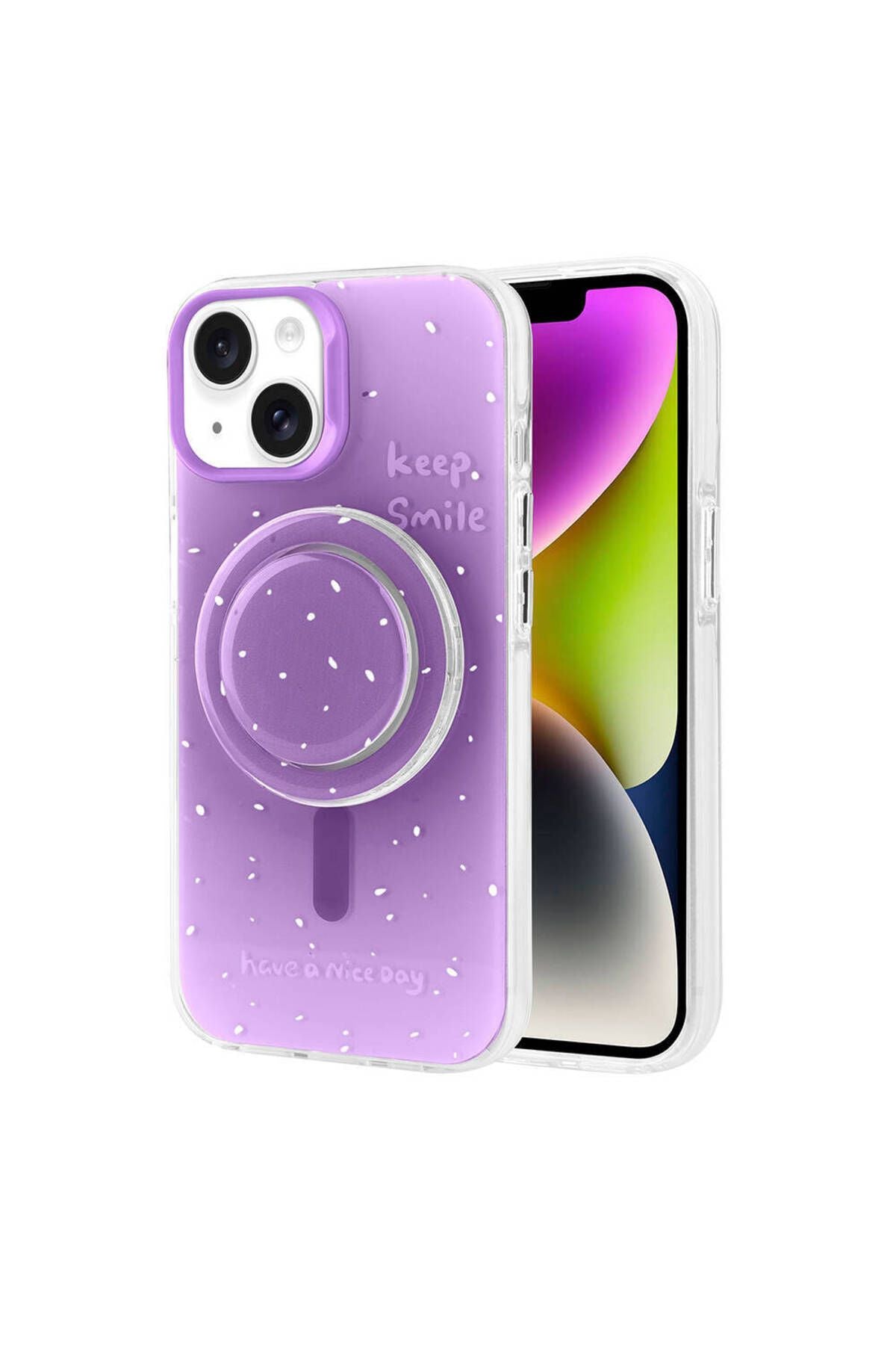 iPhone 14 Zore Magsafe Şarj Özellikli Tak-Çıkar Pop Soketli Zore Tiktok Kılıf-Yeşil