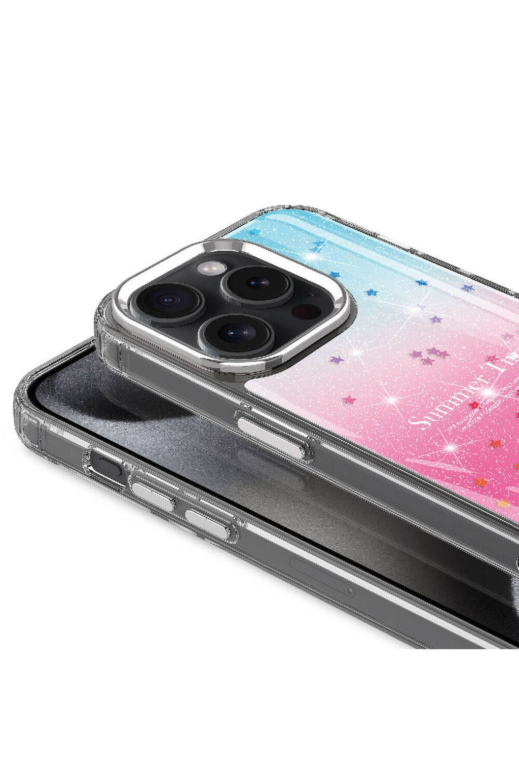 iPhone 15 Pro Max Uyumlu Simli Desenli Parlak Zore Task Kılıf-Pembe