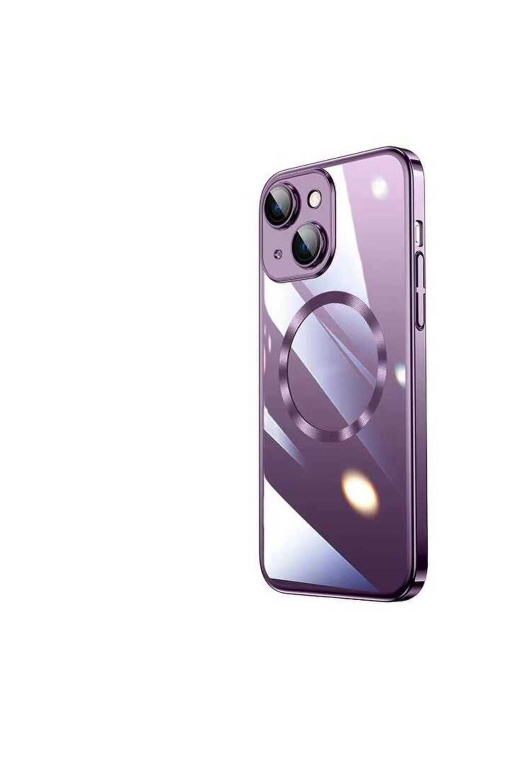 iPhone 14 Uyumlu Wireless Şarj Özellikli Sert PC CSK Zore Riksos Magsafe Kılıf-Derin Mor