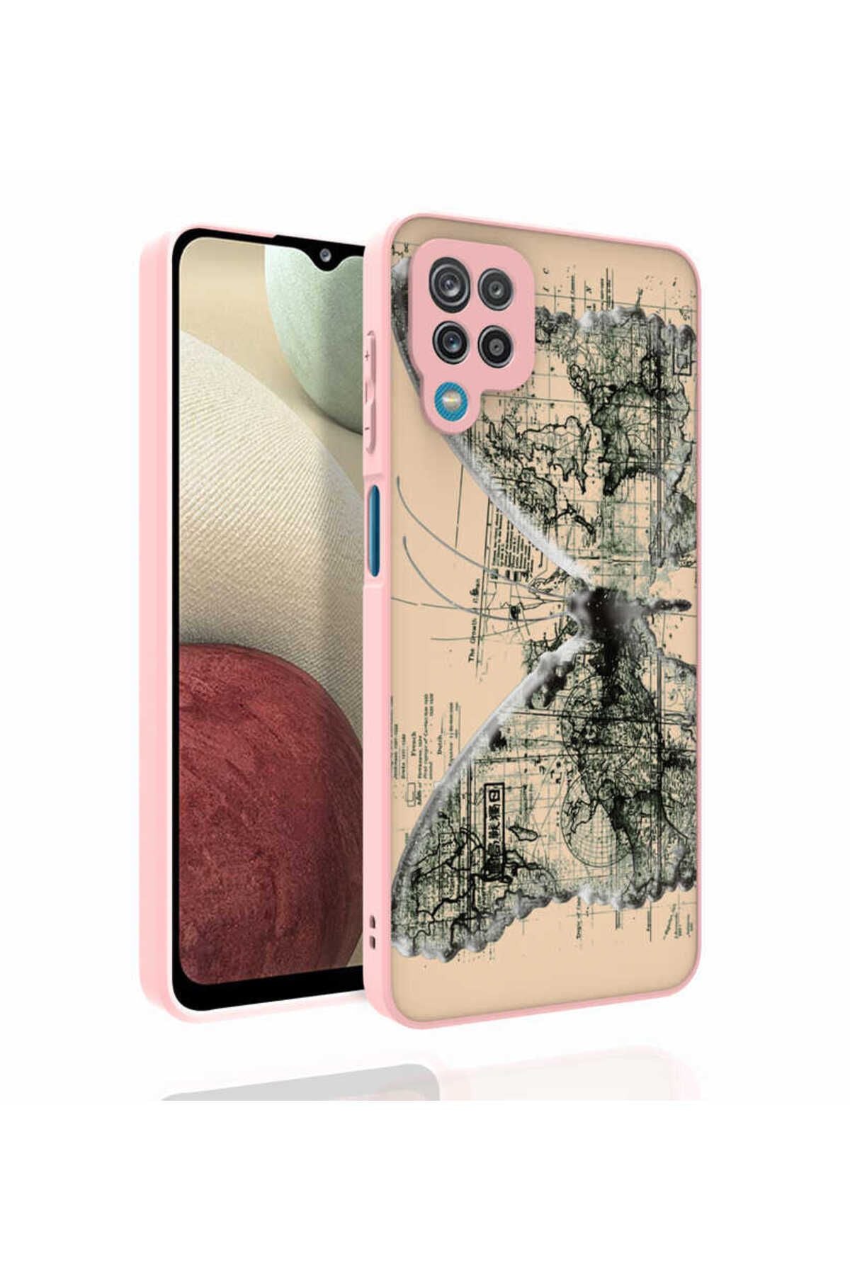 Galaxy A12 Kılıf Desenli Kamera Korumalı Parlak Zore Nora Kapak - NO2