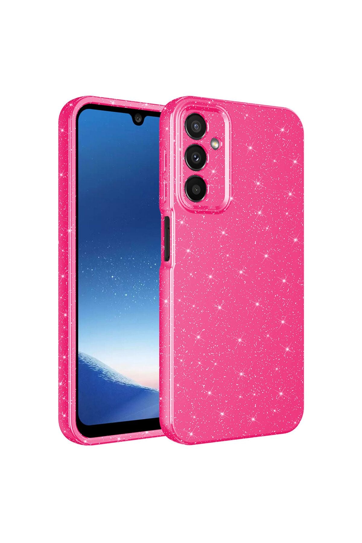 Galaxy A24 Kılıf Kamera Korumalı Simli Lüks SVL Koton Kapak - Turuncu