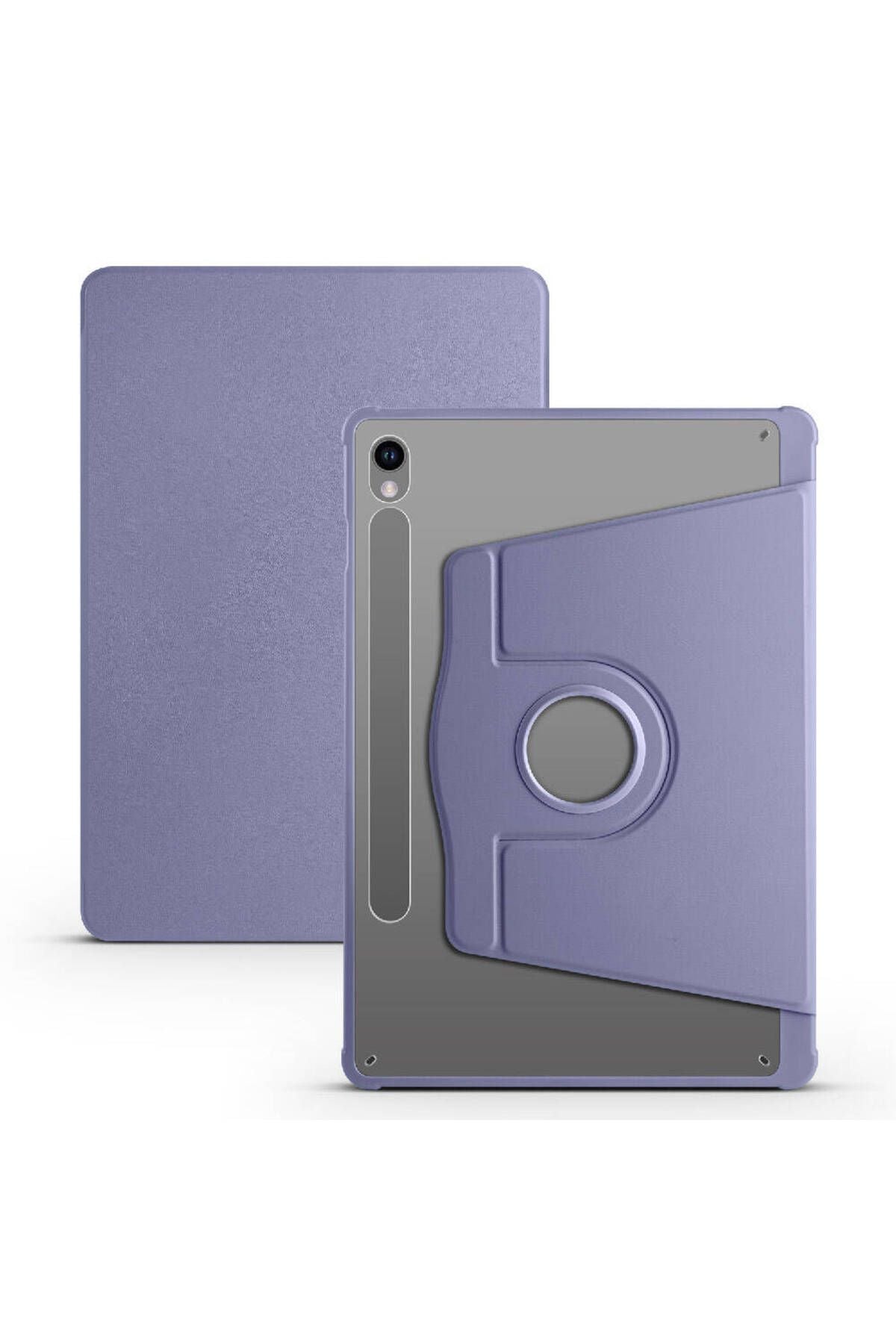 Galaxy Tab S9 Kılıf  Uyumlu Termik Kalem Bölmeli Dönebilen Standlı Kılıf-Lavendery Gray