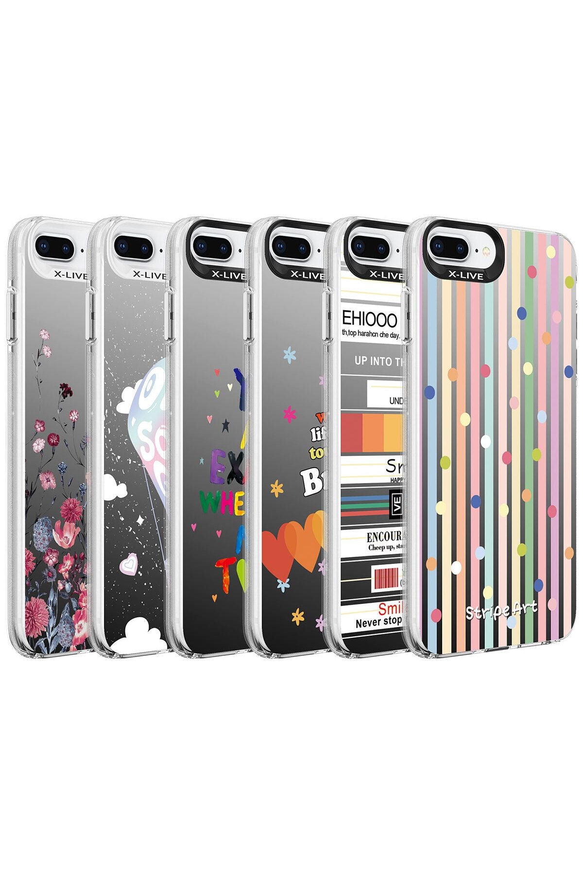 iPhone 8 Plus Kılıf Desenli Zore Silver Sert Kapak - Çiçek