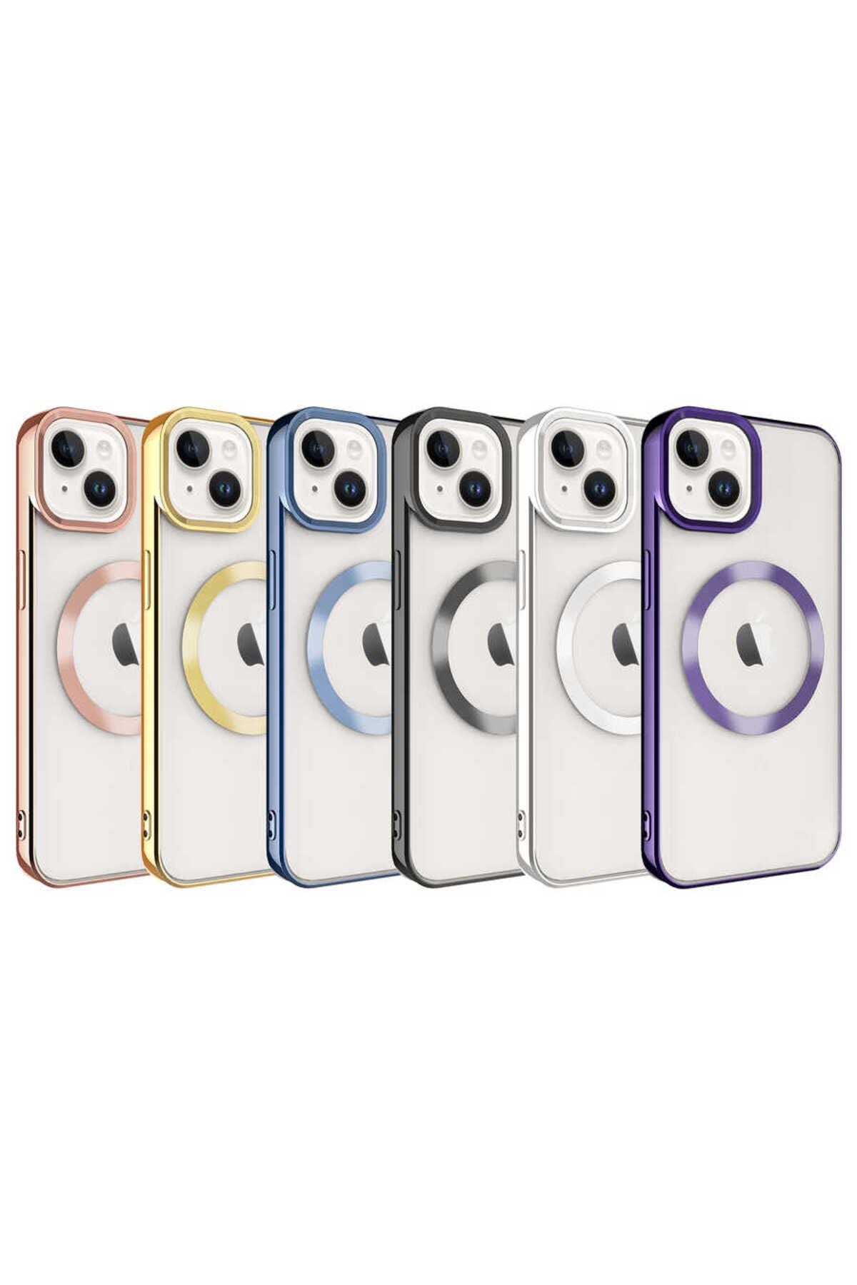 iPhone 14 Uyumlu Magsafe Wireless Şarj Özellikli Zore Setro Silikon-Siyah