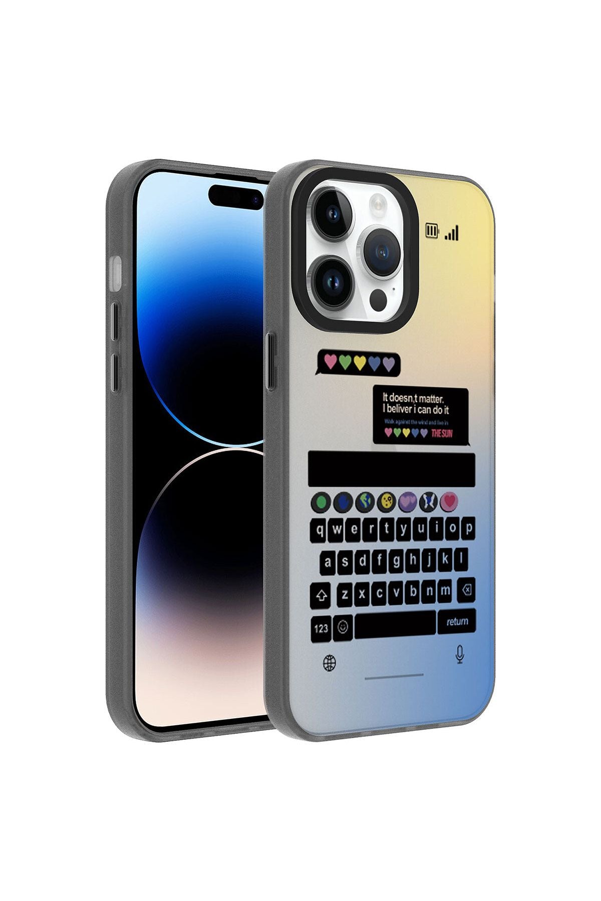 iPhone 14 Pro Uyumlu Desenli CSM Zore Dragon Sert Kılıf-Klavye