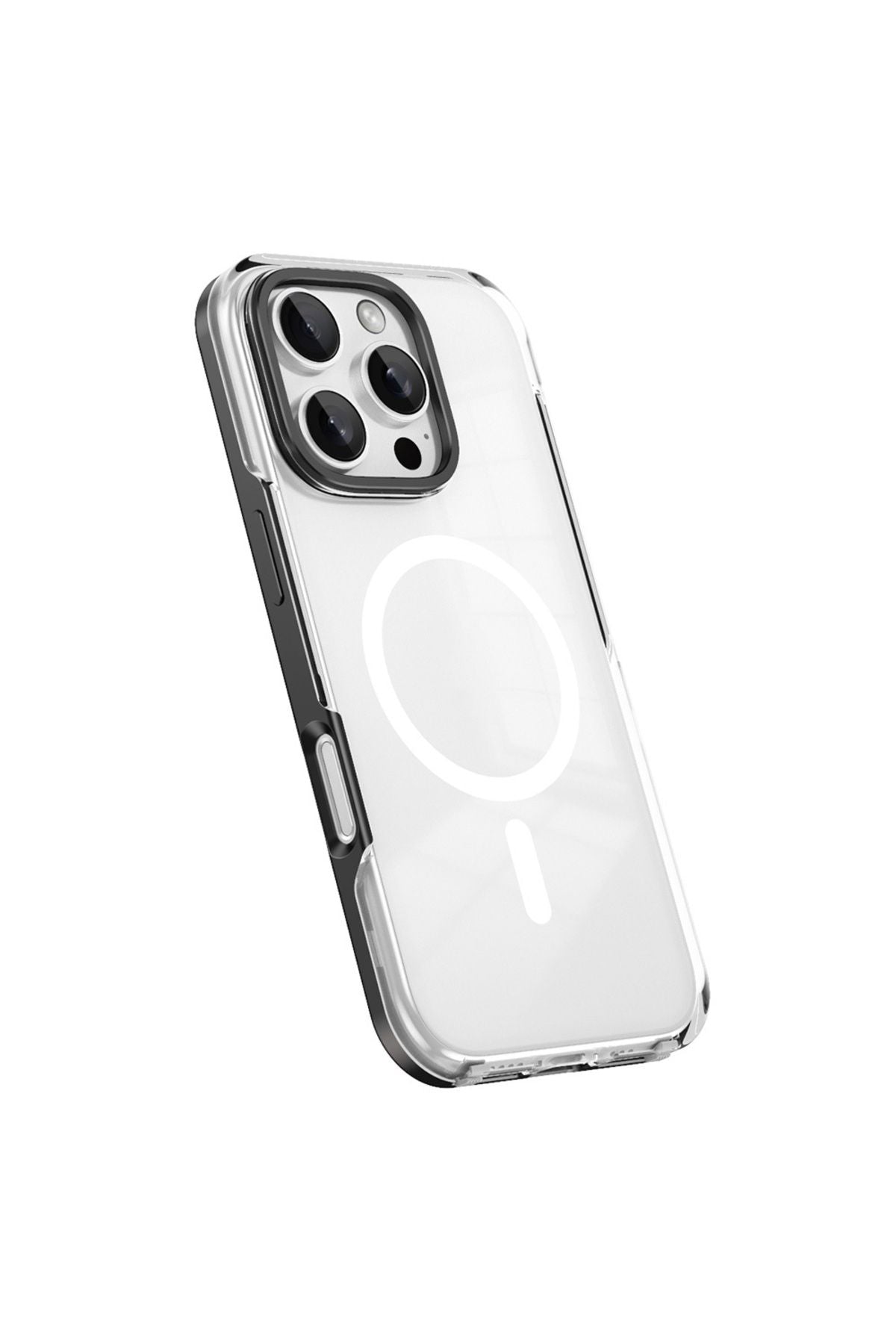 iPhone 16 Pro Max Kılıf Magsafe Şarj Özellikli Çıkarılabilir Arka Yüzeyli Zore Polar Kapak-Siyah