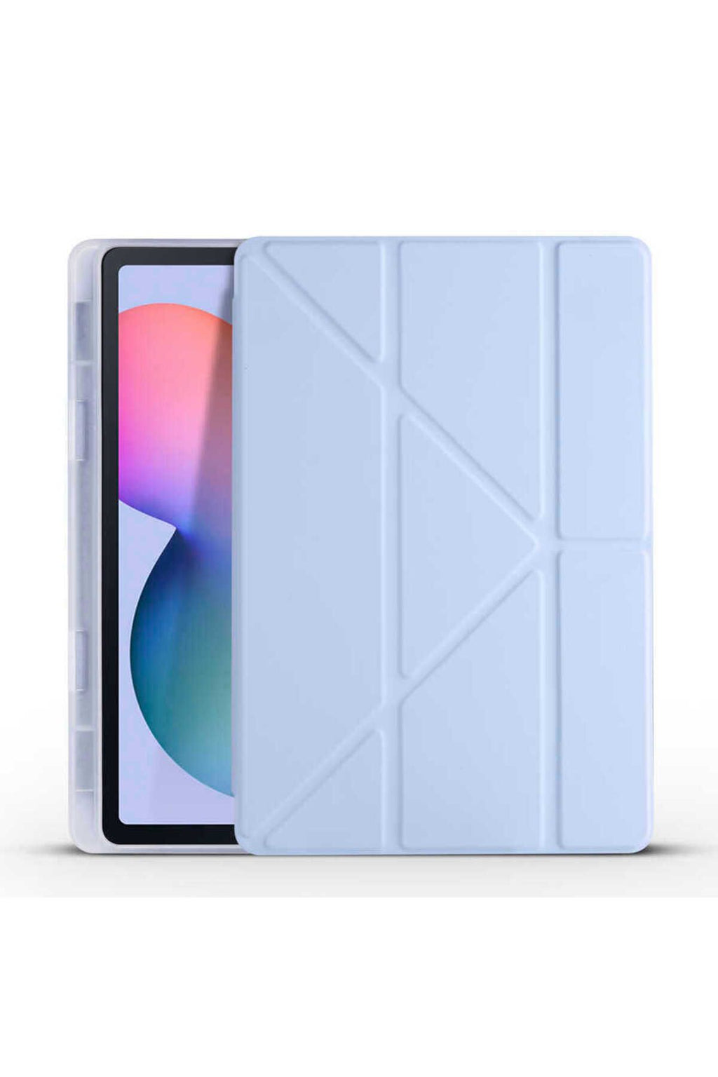 Galaxy Tab S6 Lite P610 Kılıf  Uyumlu Zore Tri Folding Kalem Bölmeli Standlı Kılıf-Lacivert