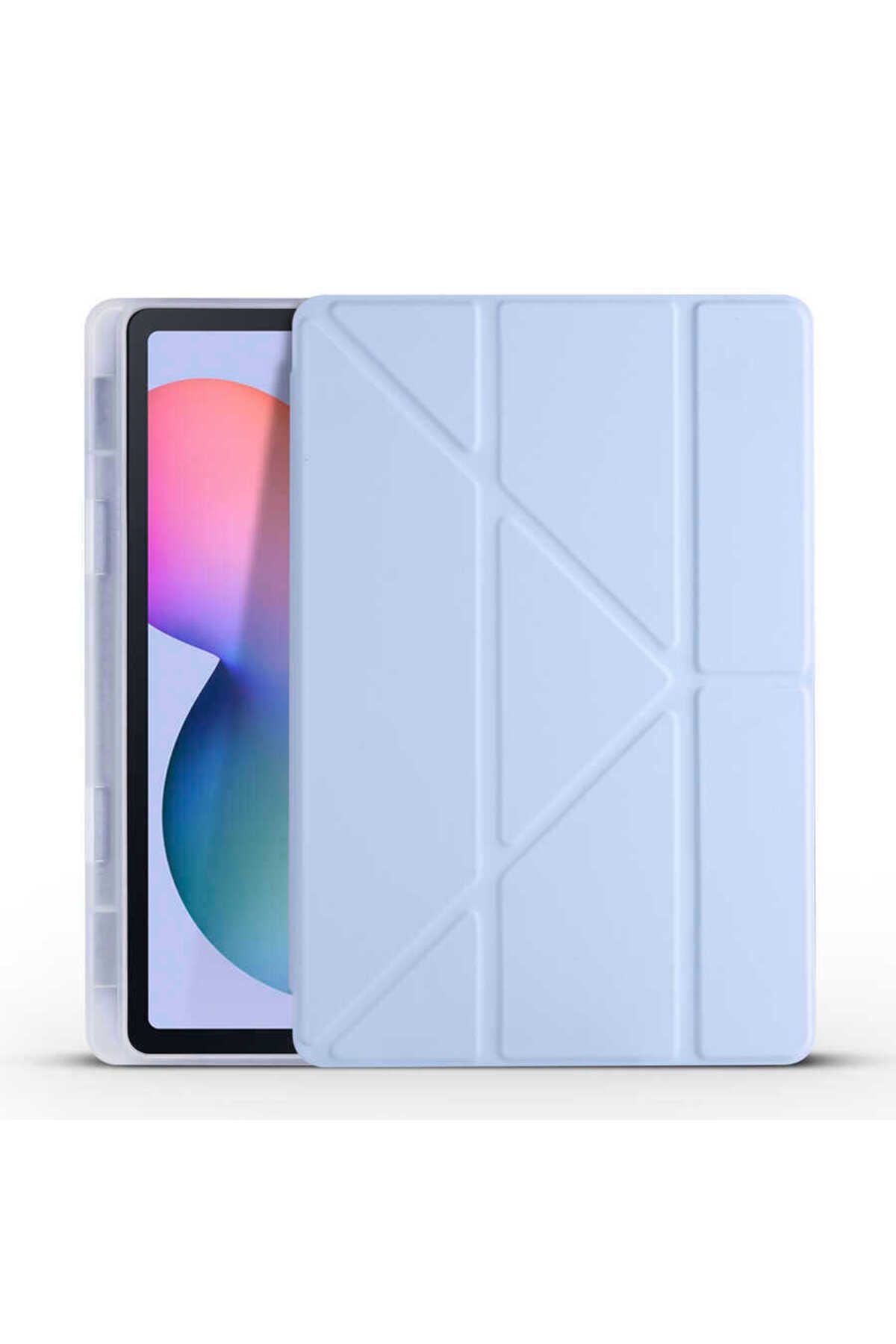 Galaxy Tab S6 Lite P610 Kılıf  Uyumlu Zore Tri Folding Kalem Bölmeli Standlı Kılıf-Lacivert