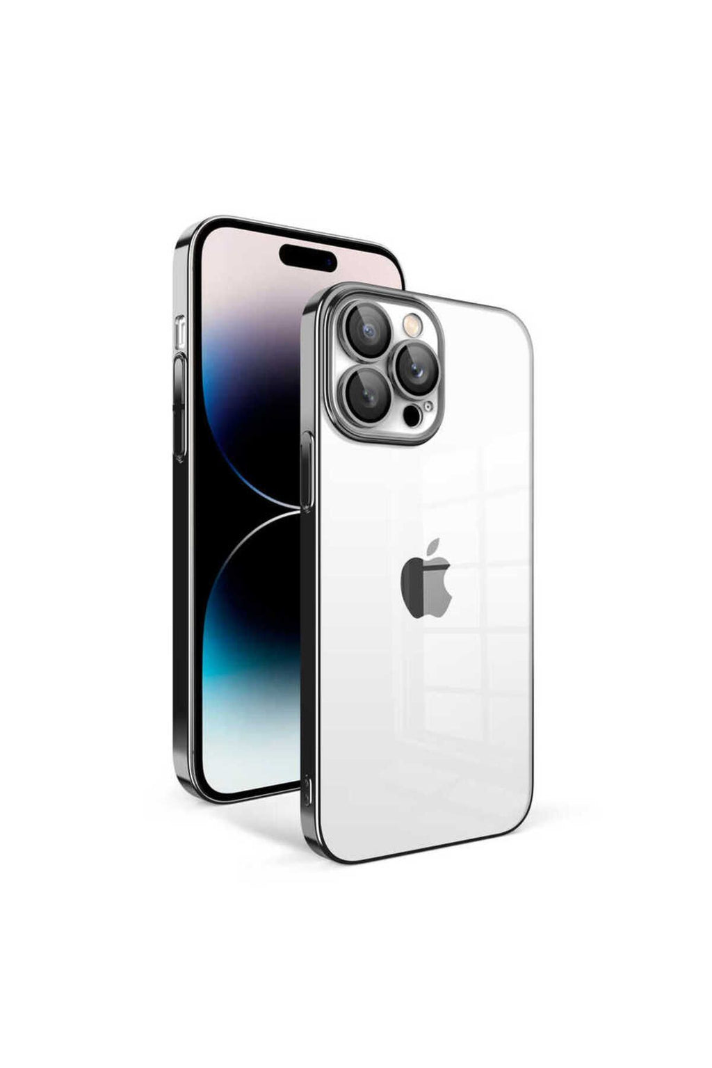 iPhone 14 Pro Uyumlu Kamera Korumalı Renkli Çerçeveli Zore Garaj Kılıf-Siyah