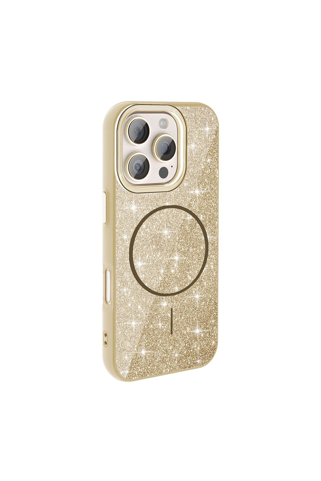 iPhone 16 Pro Max Kılıf Magsafe Şarj Özellikli Parlayan Simli Zore Okso Kapak - Beyaz