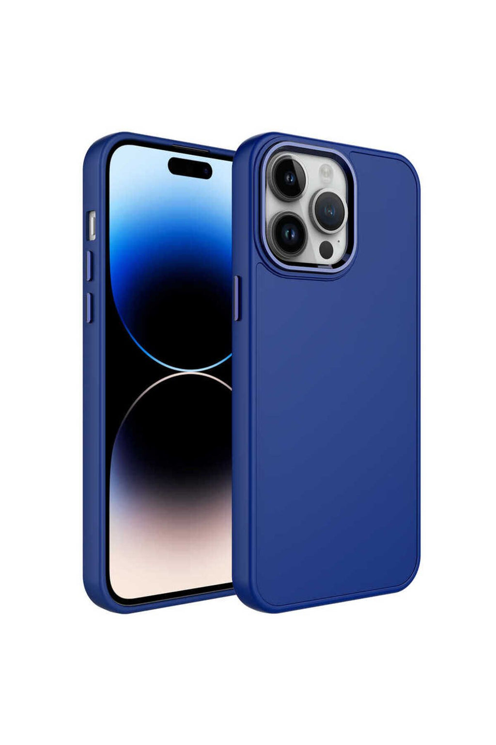 iPhone 14 Pro Uyumlu Metal Çerçeve ve Buton Tasarımlı Silikon Zore Luna Kılıf-Sierra Mavi